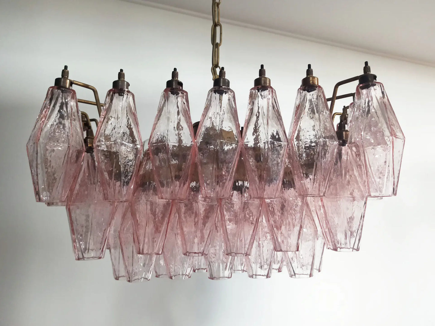 Murano-kroonluchter | 56 Roze Poliedri Glas