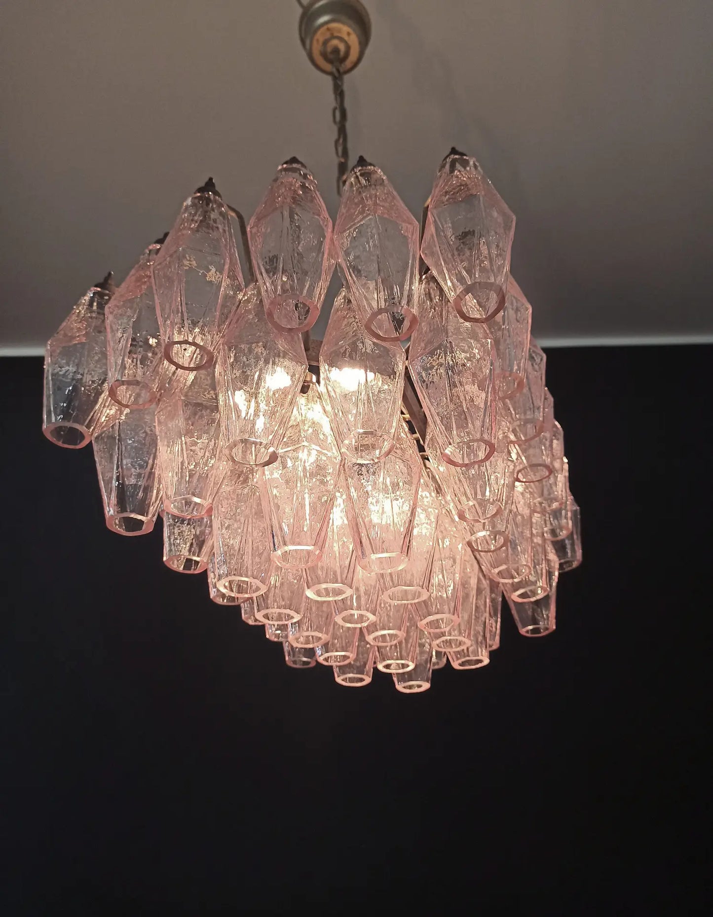 Murano-kroonluchter | 56 Roze Poliedri Glas