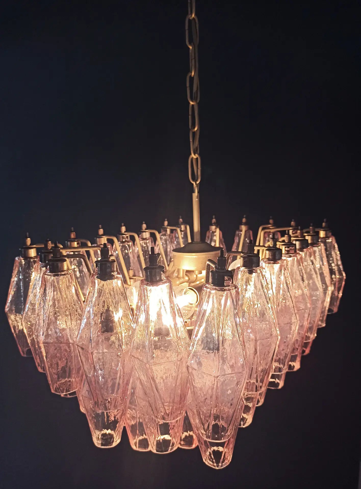 Murano-kroonluchter | 56 Roze Poliedri Glas