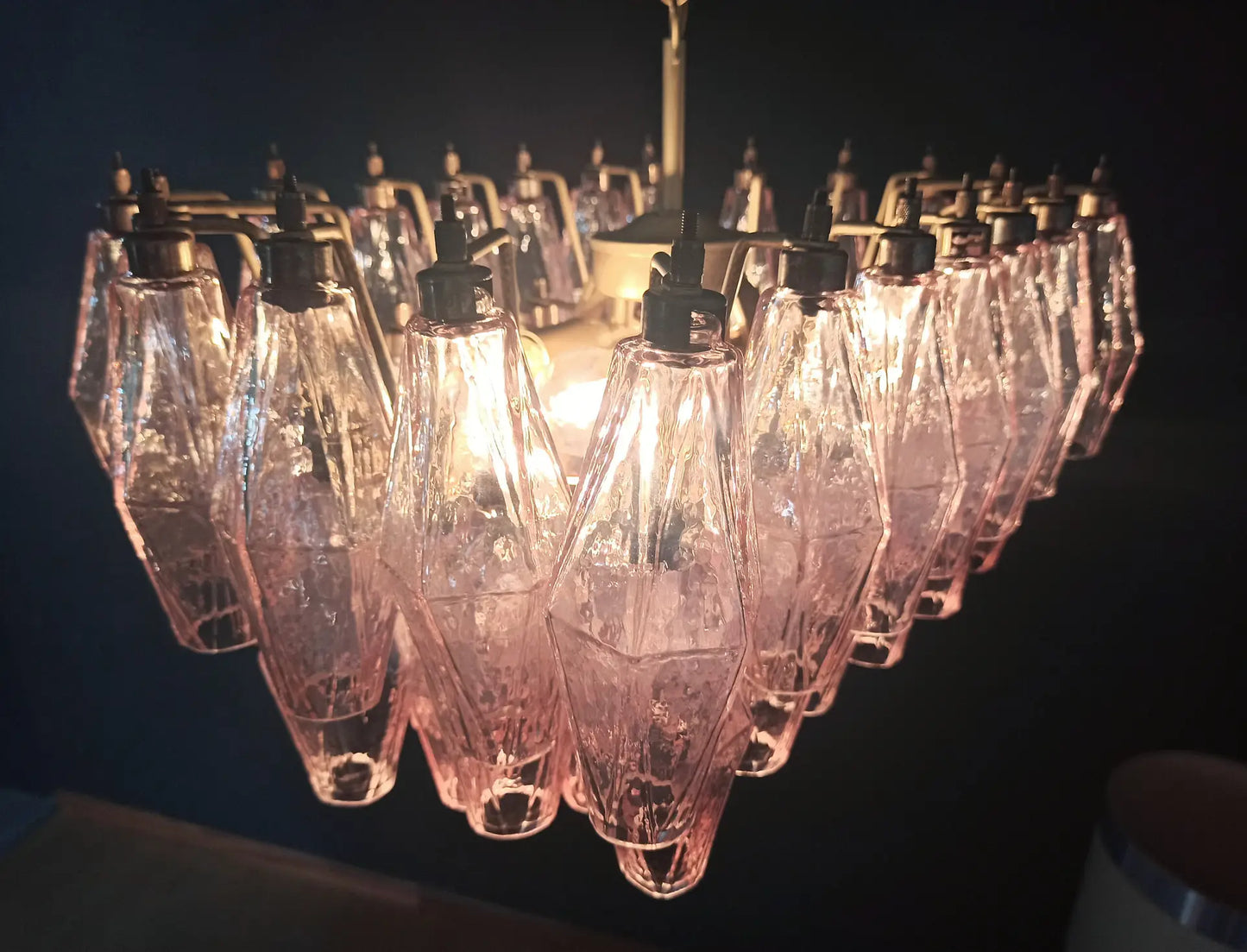 Murano-kroonluchter | 56 Roze Poliedri Glas