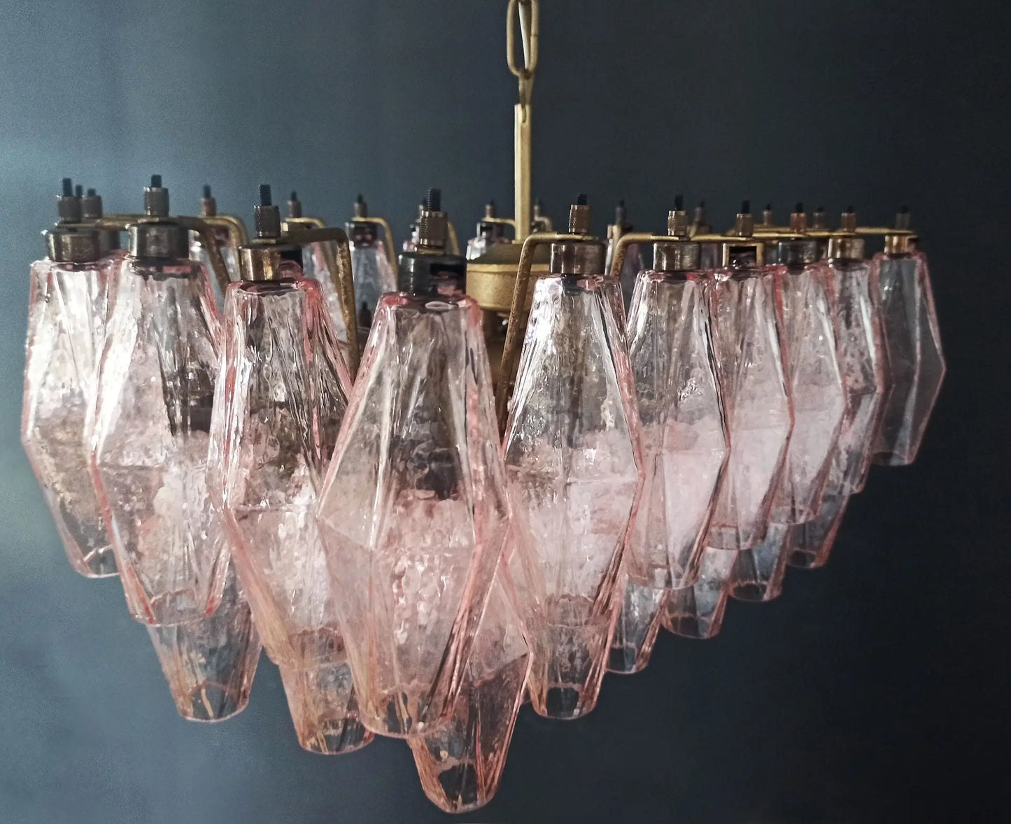 Murano-kroonluchter | 56 Roze Poliedri Glas