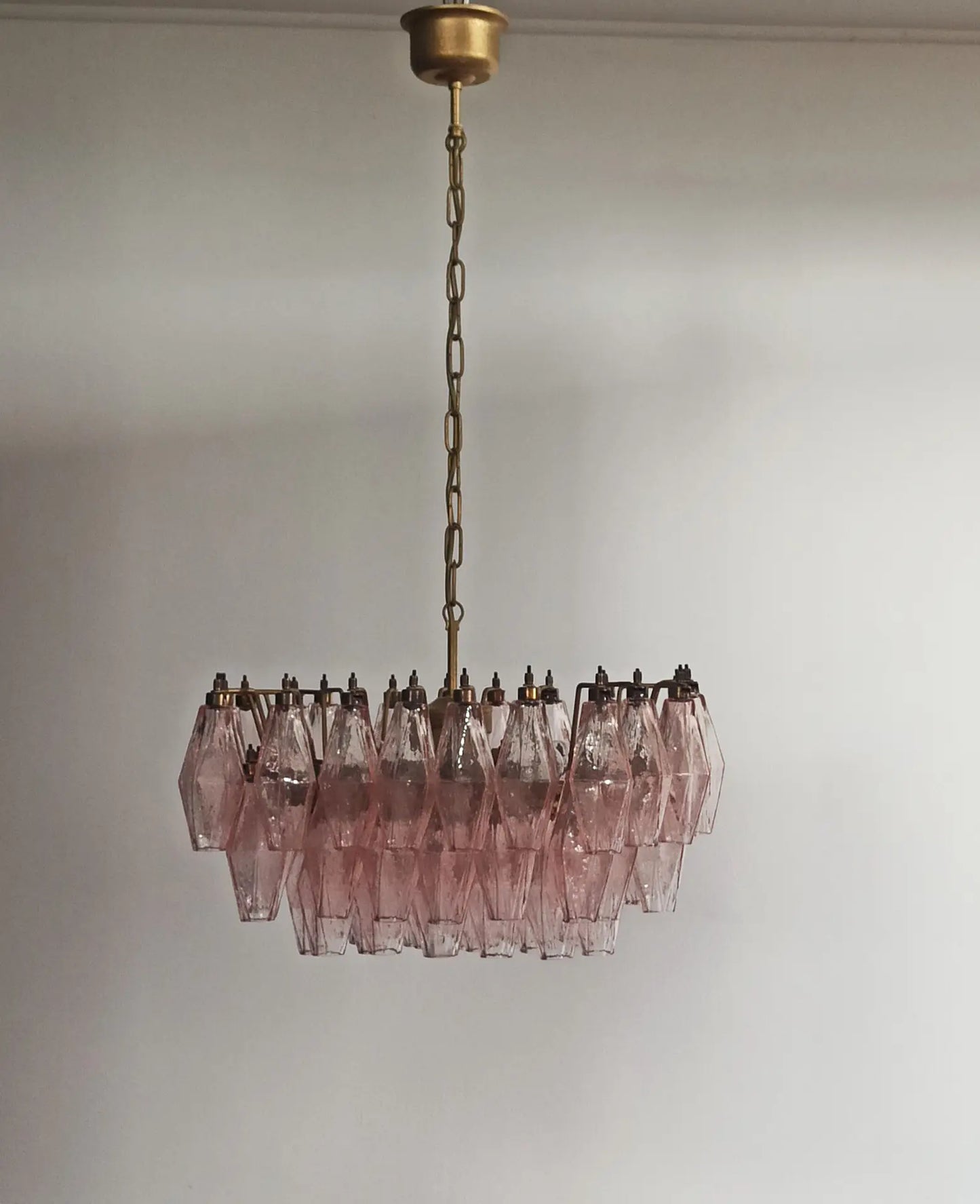 Murano-kroonluchter | 56 Roze Poliedri Glas