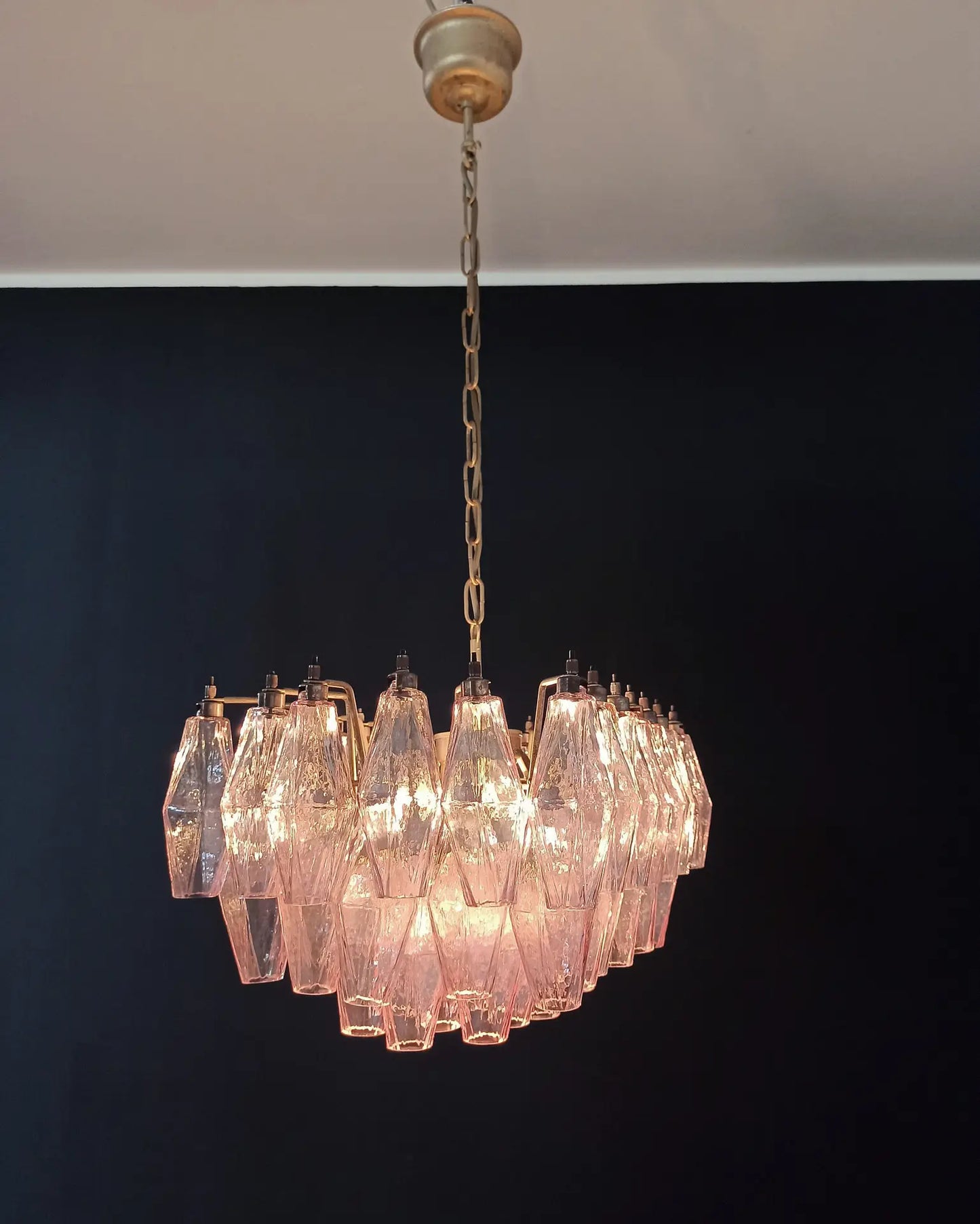 Murano-kroonluchter | 56 Roze Poliedri Glas