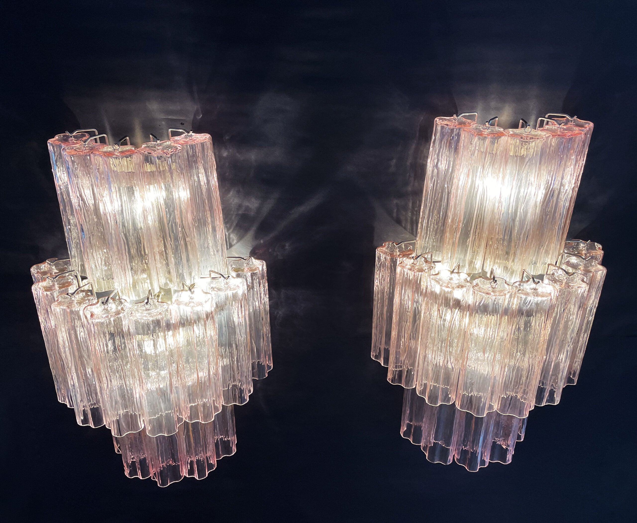 Murano Wall Lamp – 18 Pink Prism Glass – Set of 2 – detail 5 – Murano Classics