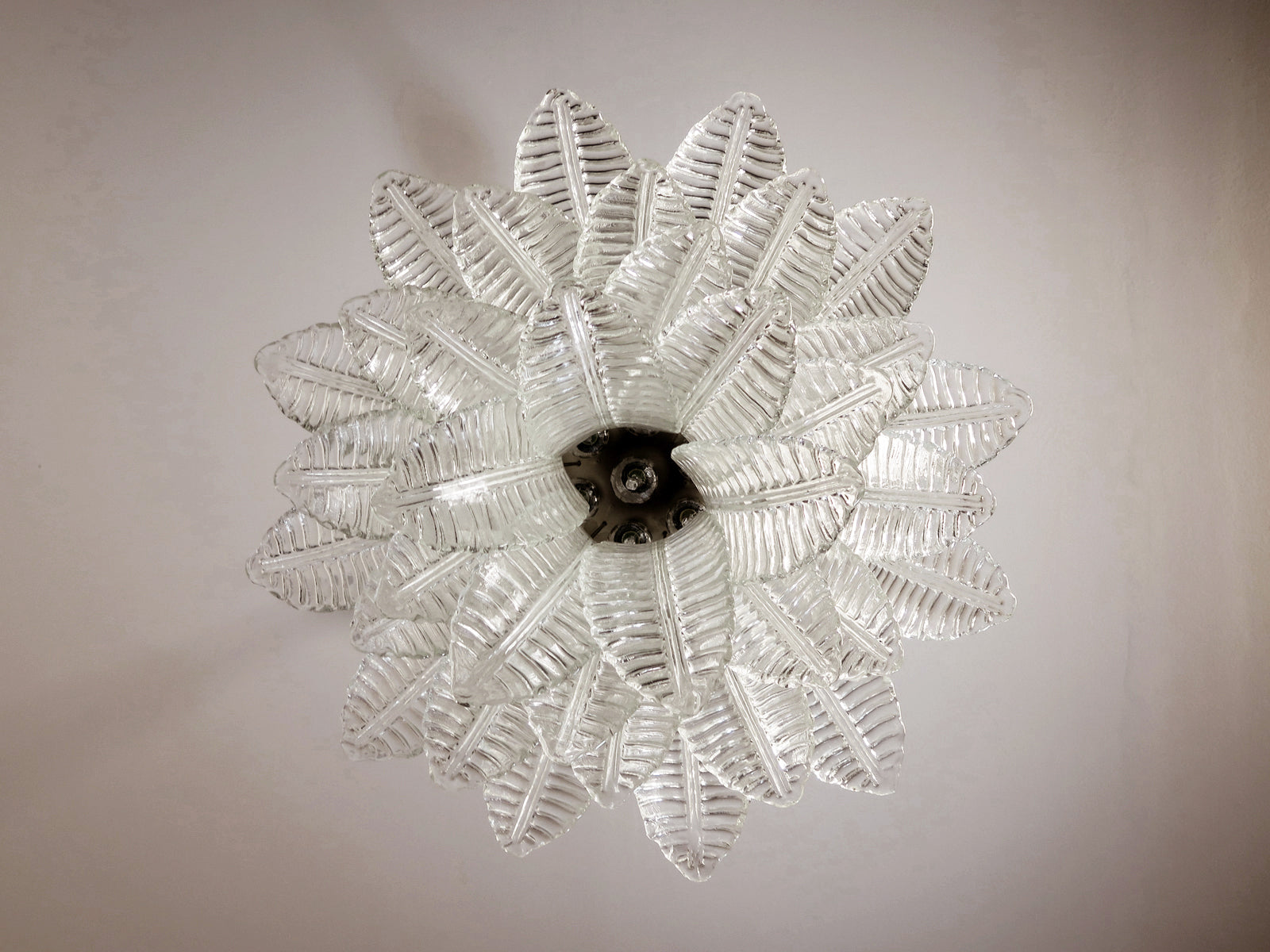 Murano Chandelier – 36 Clear Felci Glass – detail 1 – Murano Classics
