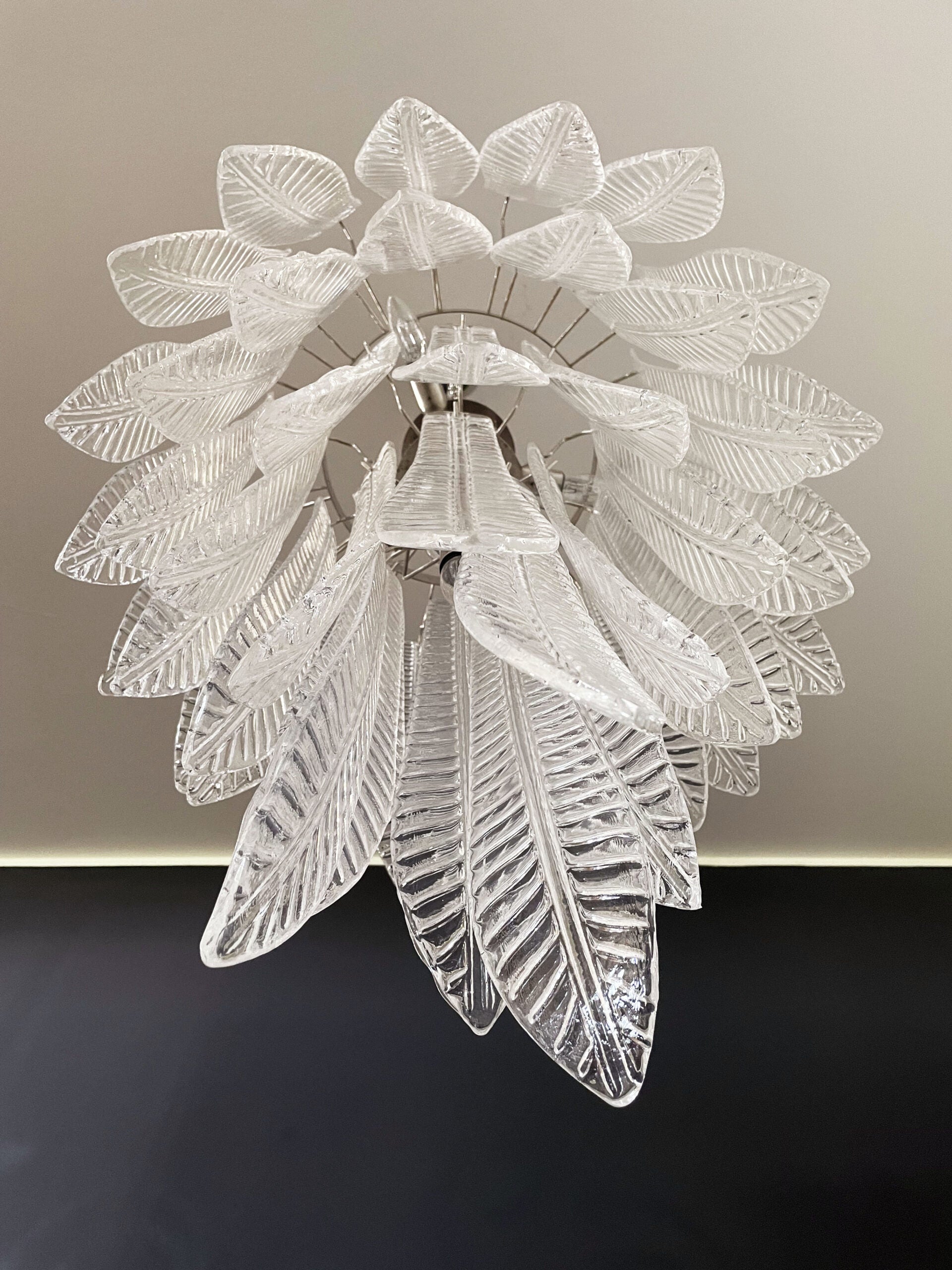 Murano Chandelier – 52 Clear Felci Glass – detail 5 – Murano Classics