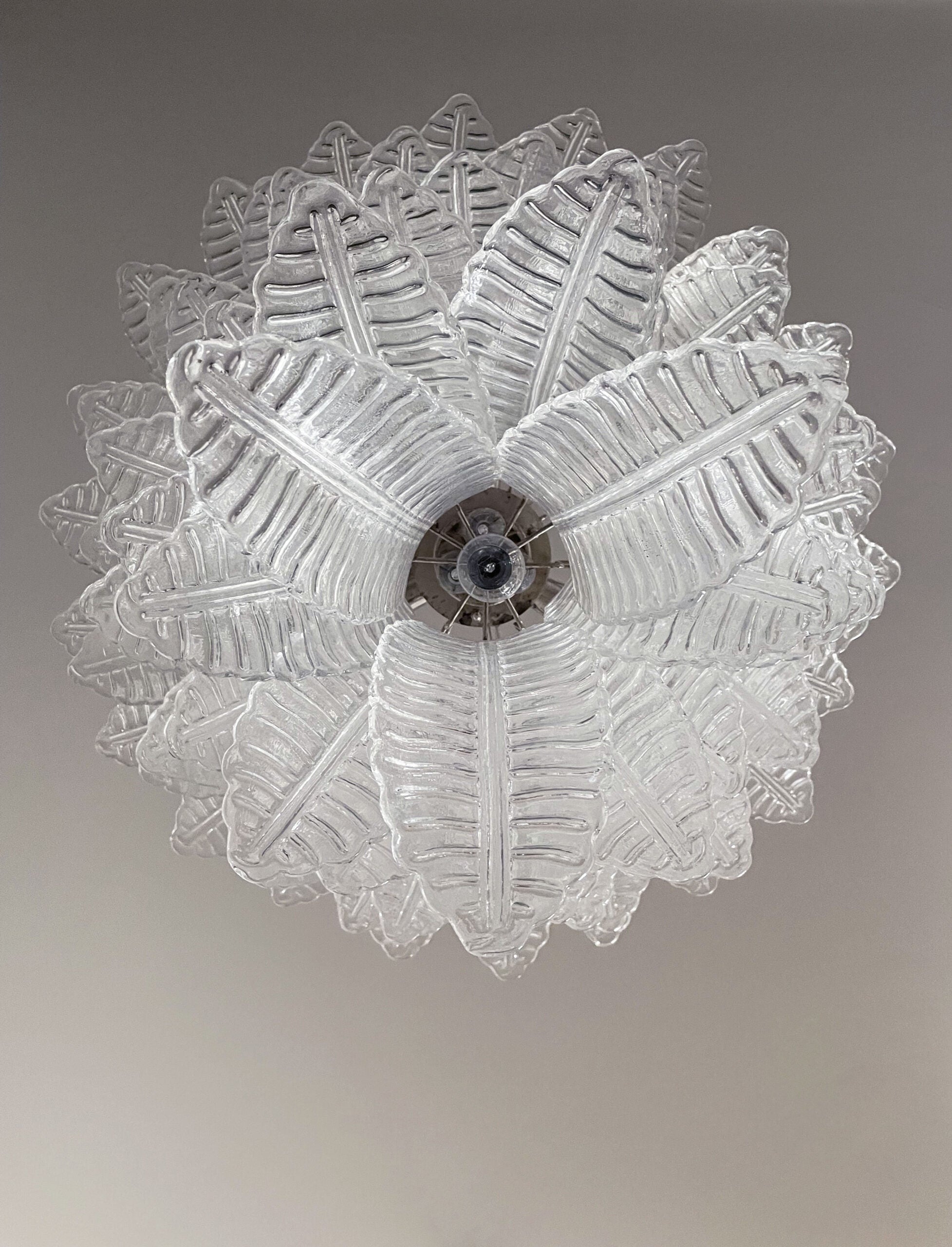 Murano Chandelier – 75 Clear Felci Glass – detail 2 – Murano Classics