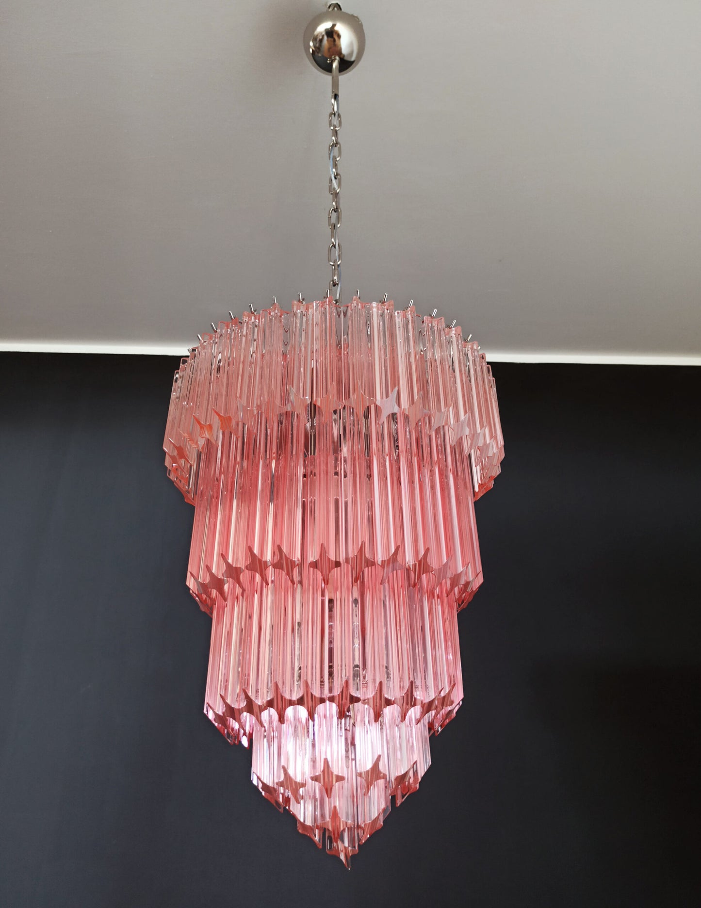Lampadario Murano | 112 Prisma Rosa In Vetro