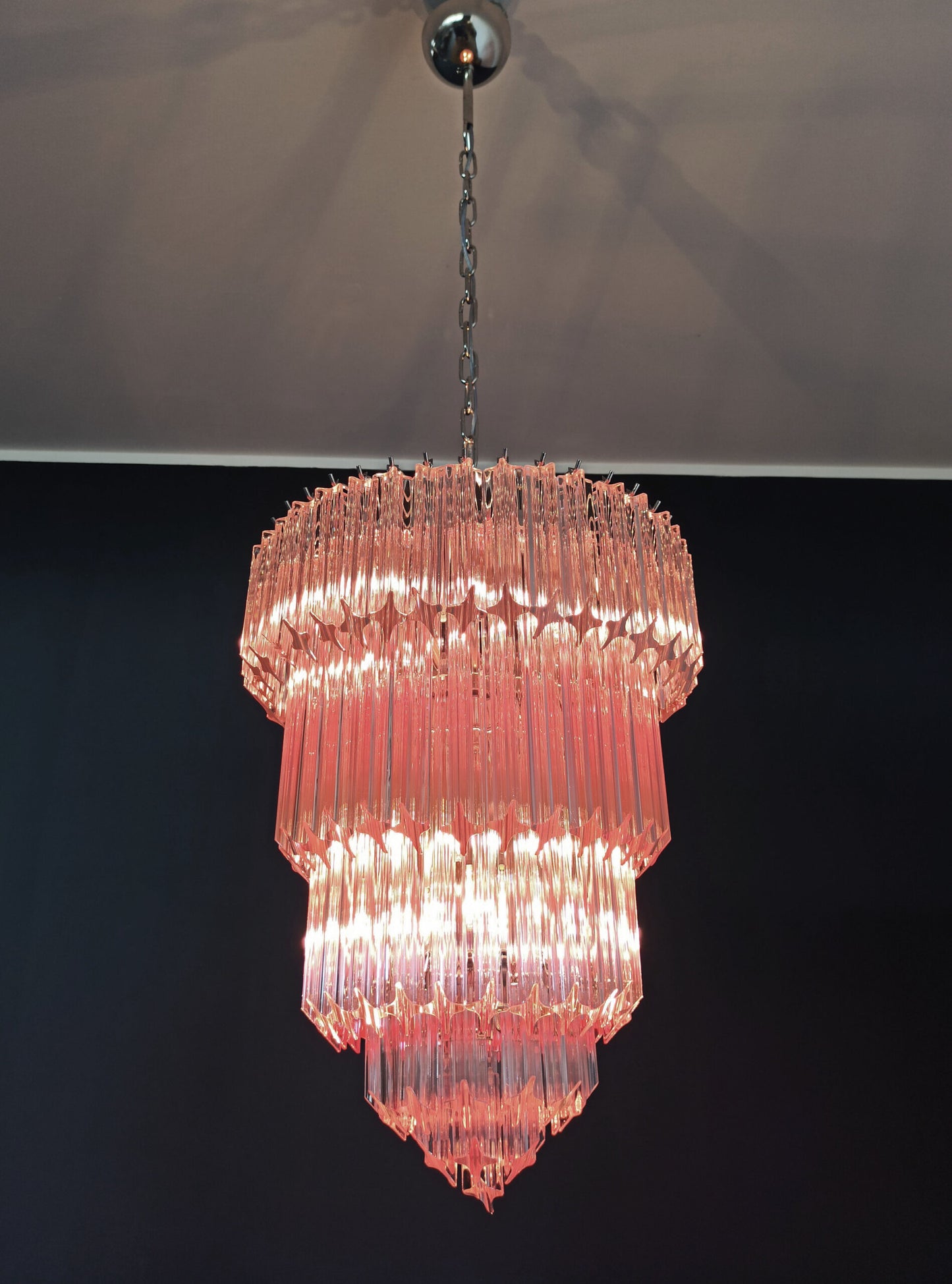 Lampadario Murano | 112 Prisma Rosa In Vetro
