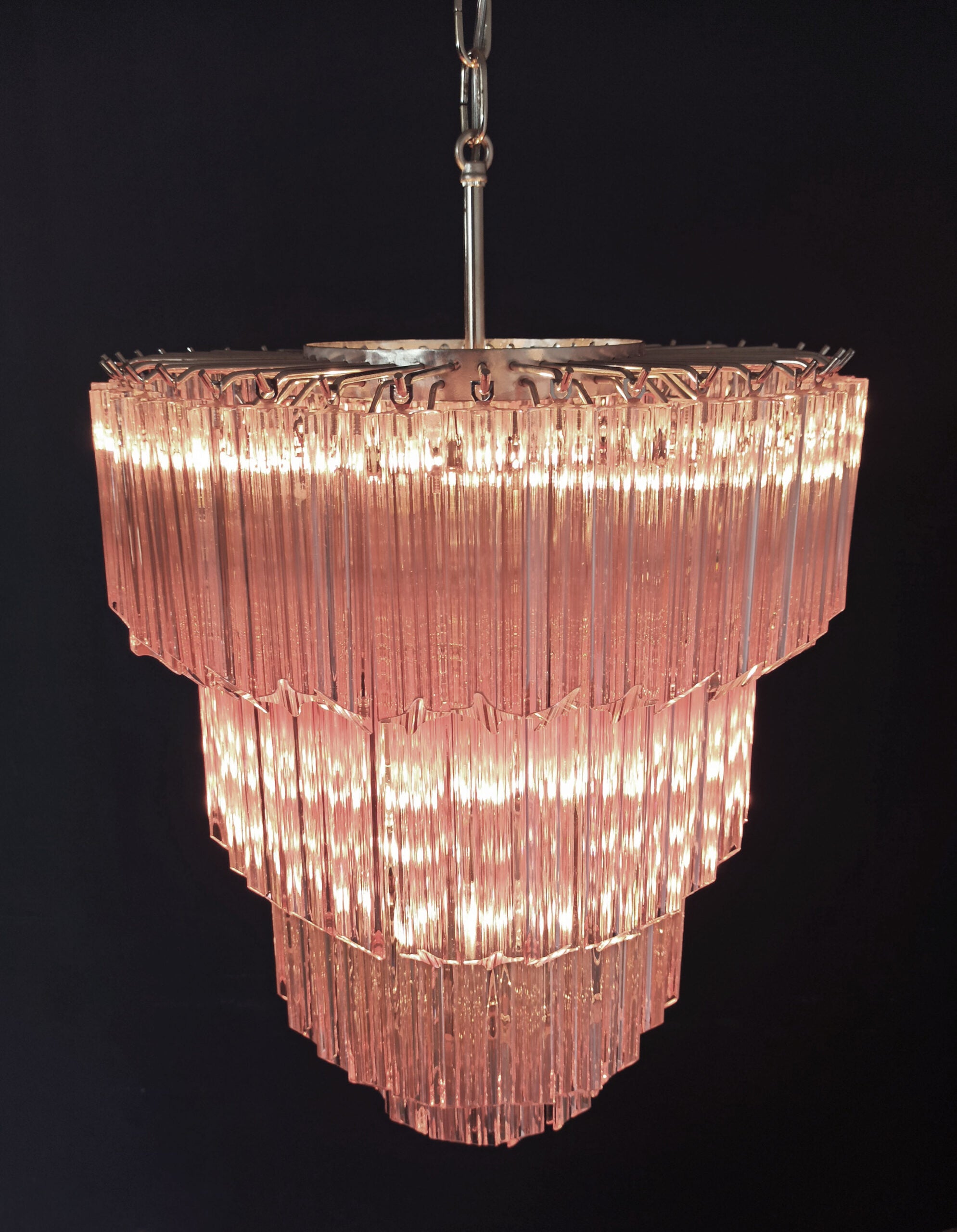 Lustre Murano – 112 Verres à Prismes Roses – détail 7 – Murano Classics