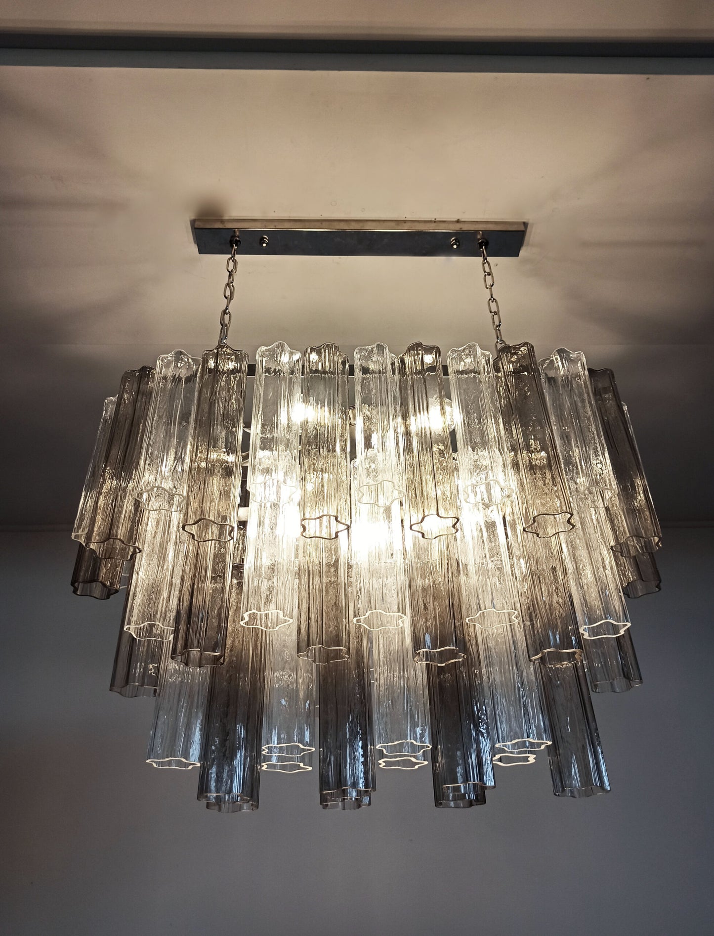 Murano Kroonluchter | 62 Helder en Rookglas Buis