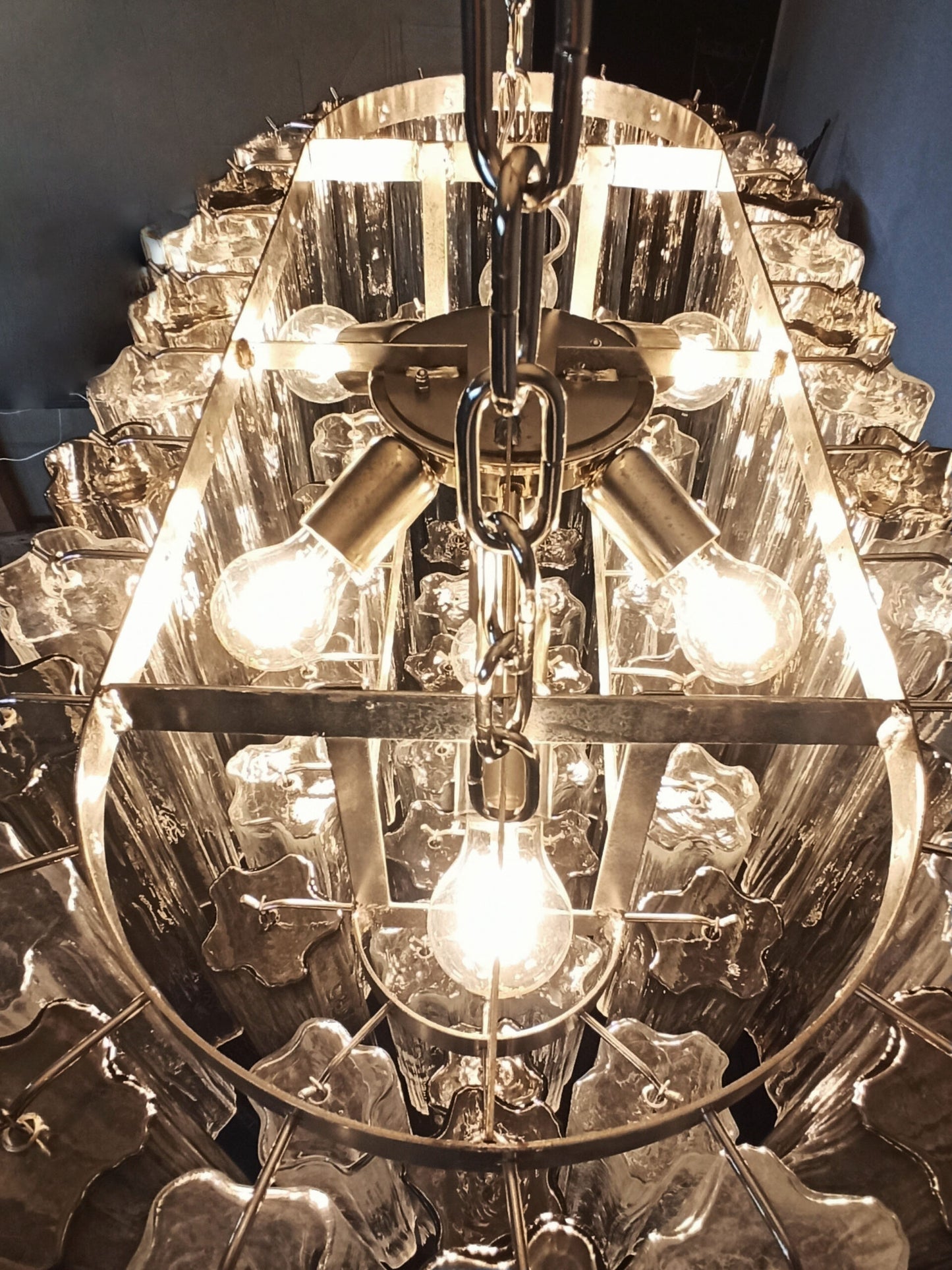 Murano Kroonluchter | 62 Helder en Rookglas Buis