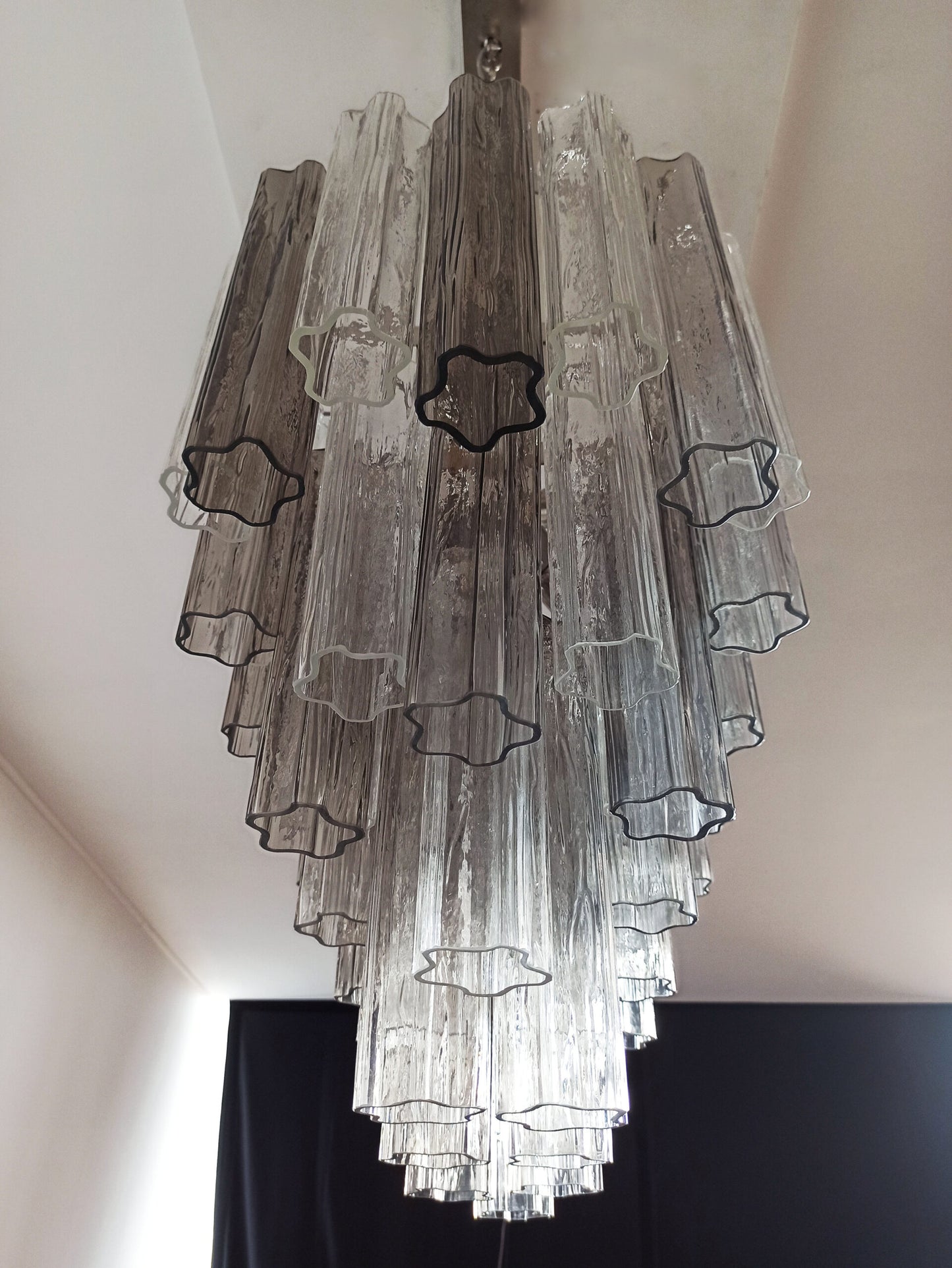 Murano Kroonluchter | 62 Helder en Rookglas Buis