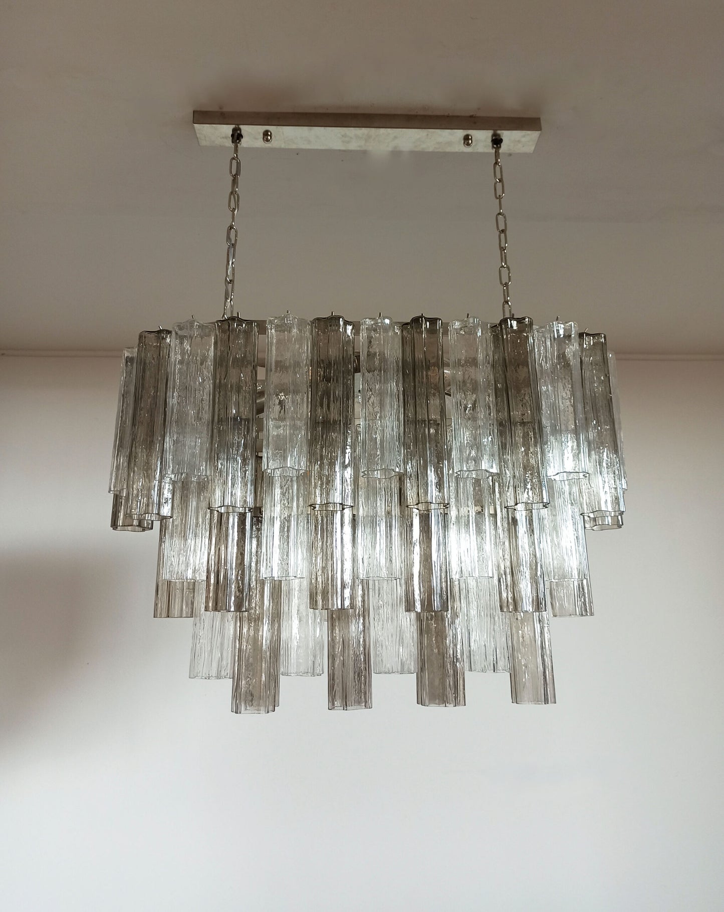 Murano Kroonluchter | 62 Helder en Rookglas Buis