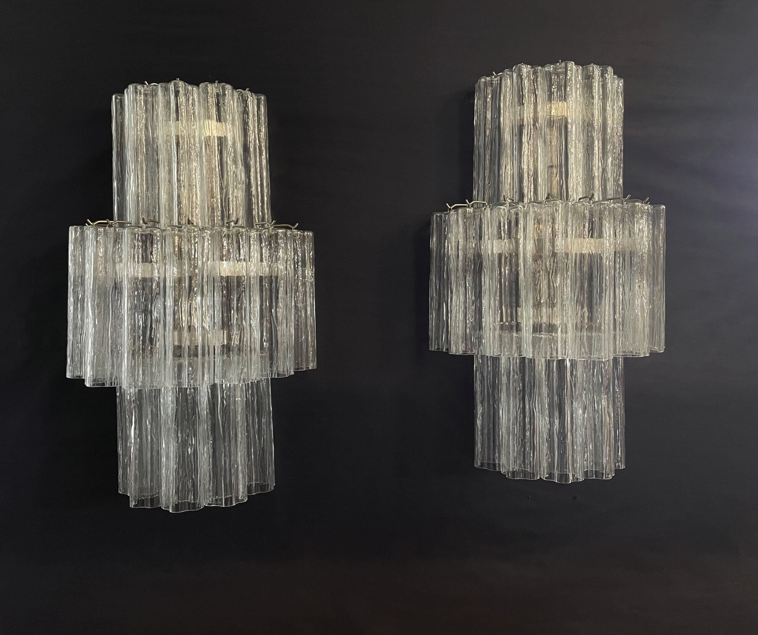 Murano Wall Lamp – 18 Clear Prism Glass – Set of 2 – Murano Classics