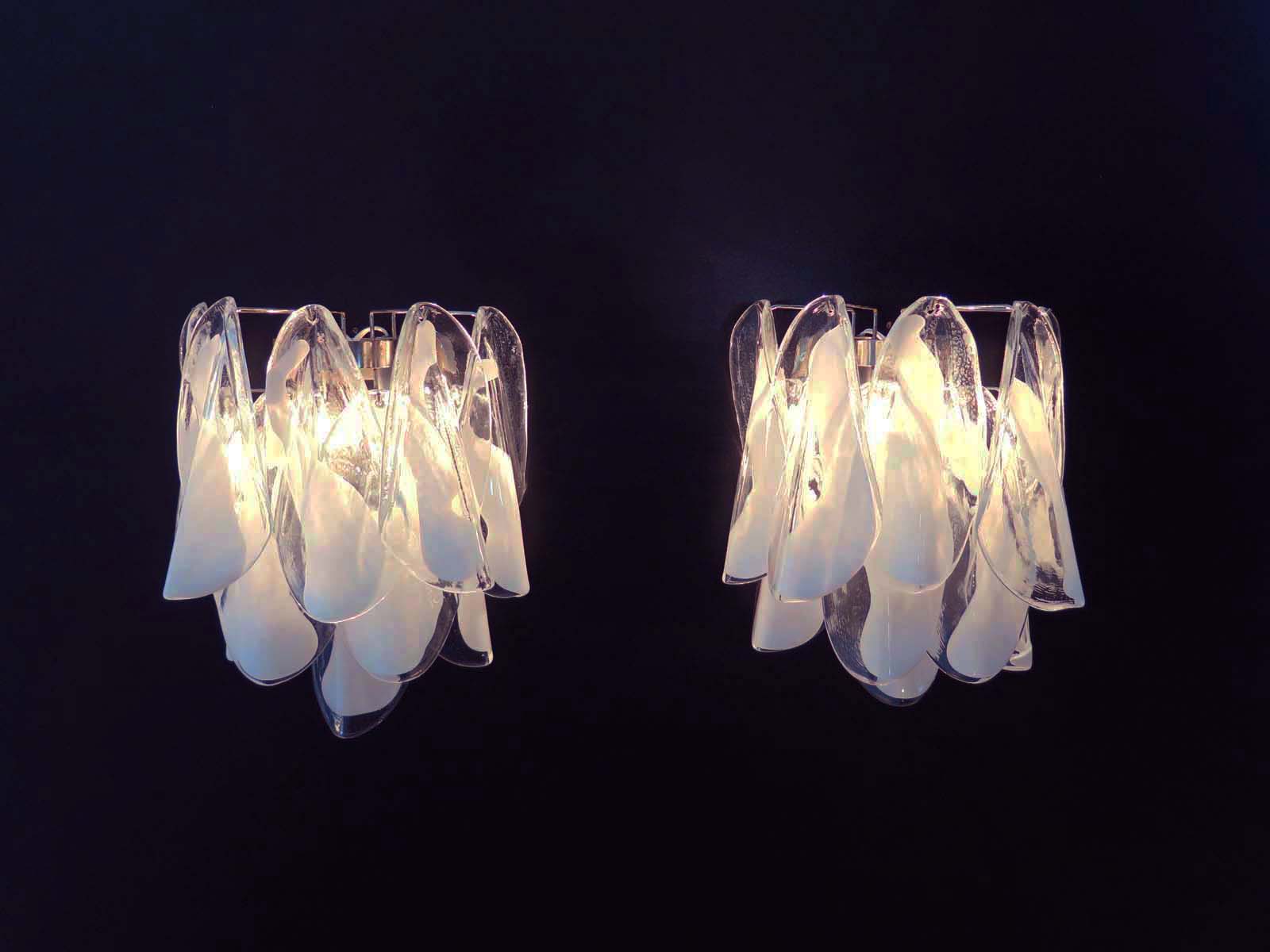 Murano Wandlampe – 20 Klare Weiße Rondinigläser – 2er-Set – Detail 7 – Murano Classics