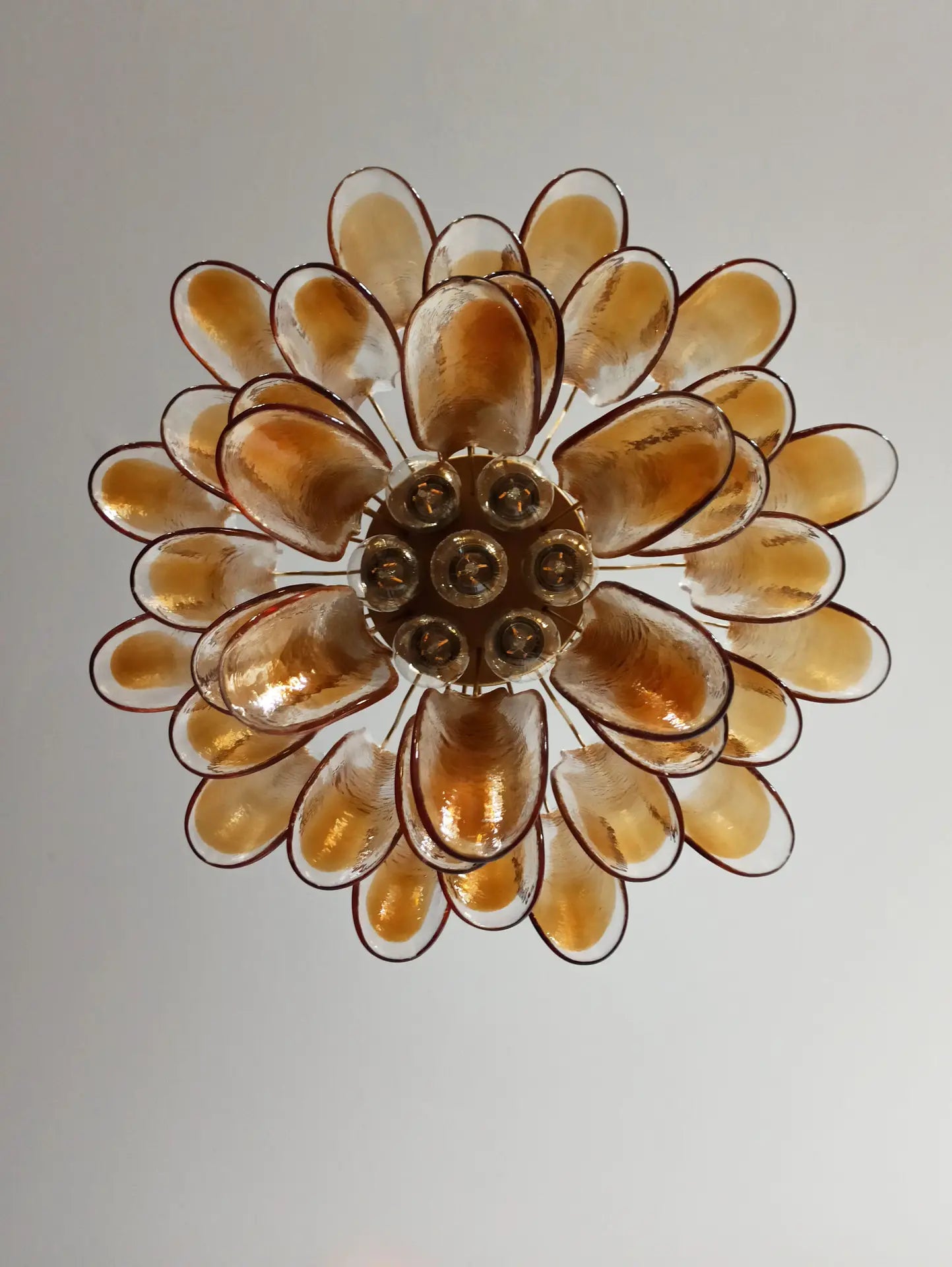 Murano Kroonluchter | 36 Duidelijke en Gele Mazzega Petalen Glas