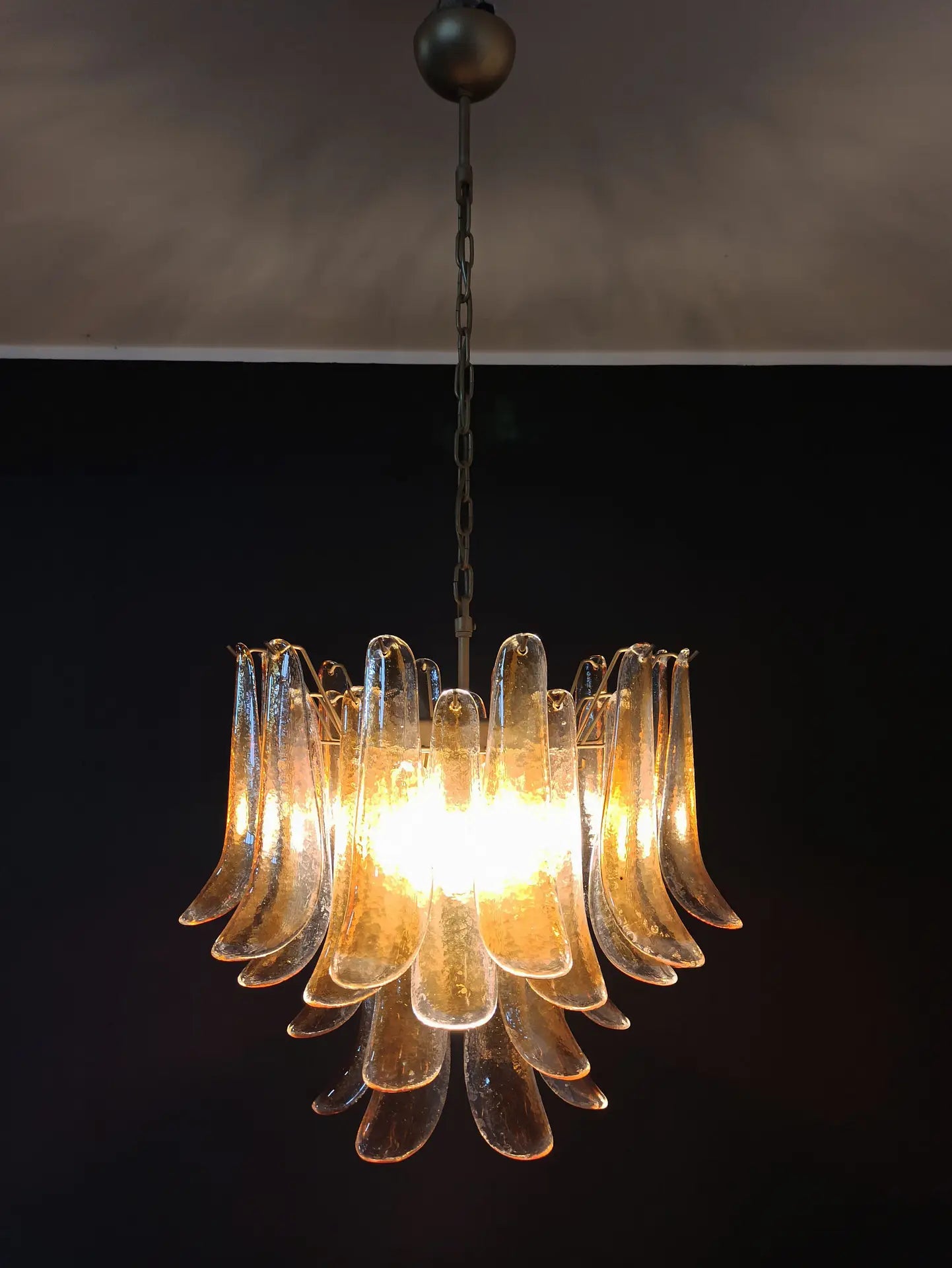 Murano Kroonluchter | 36 Duidelijke en Gele Mazzega Petalen Glas