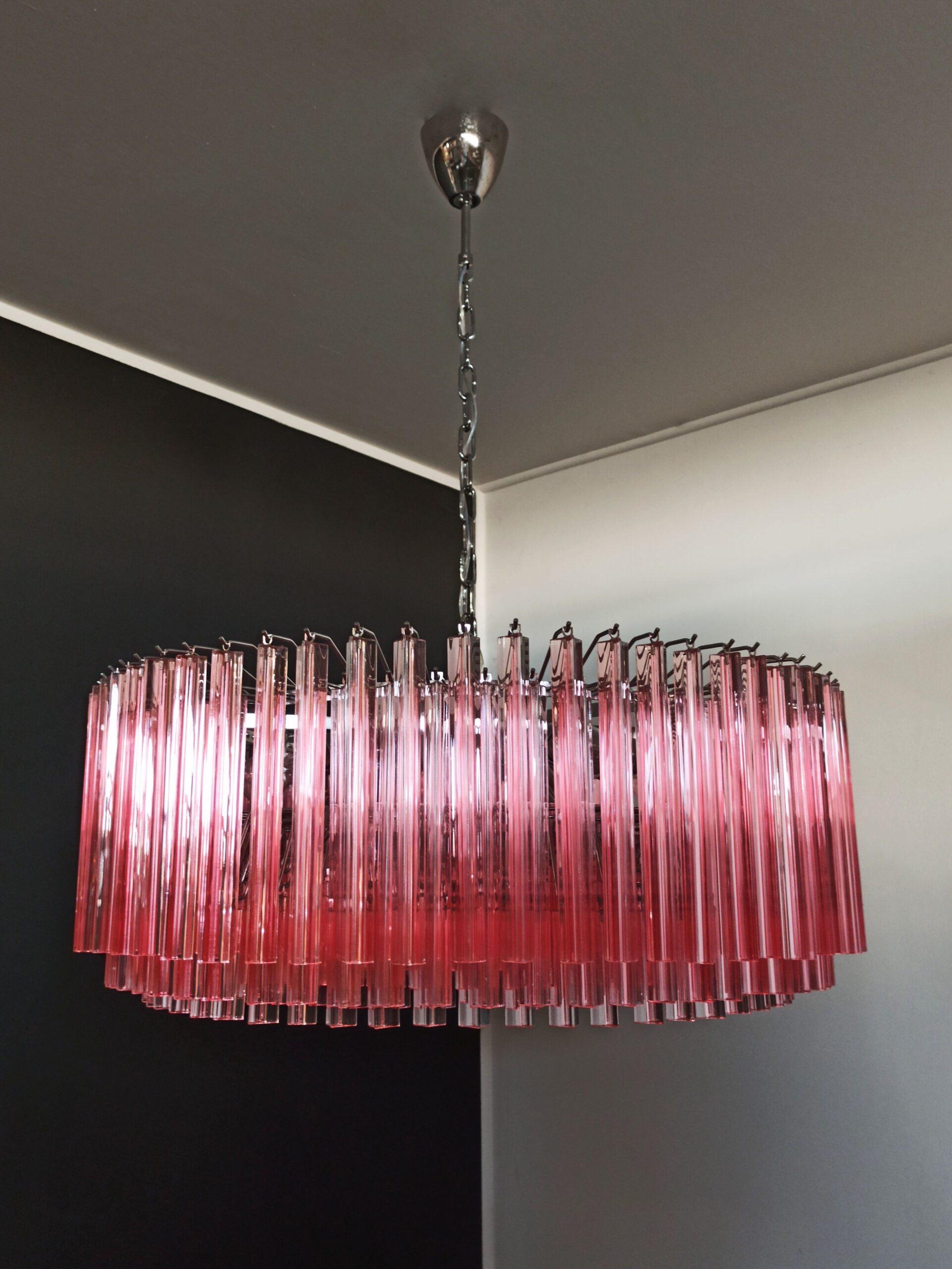 Lustre Murano – 391 Verre à Prismes Rose – détail 10 – Murano Classics