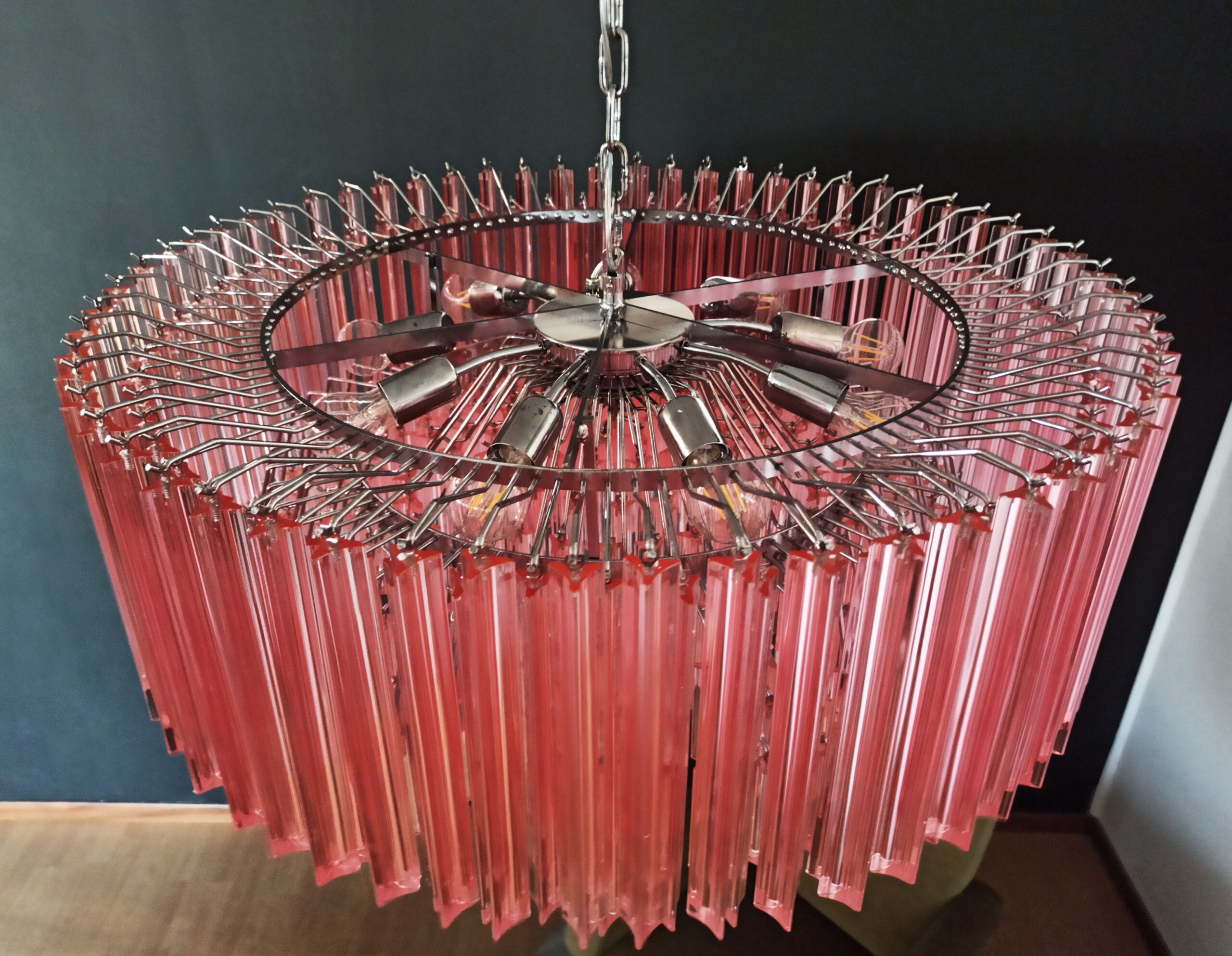 Lustre Murano – 391 Verre à Prismes Rose – détail 11 – Murano Classics