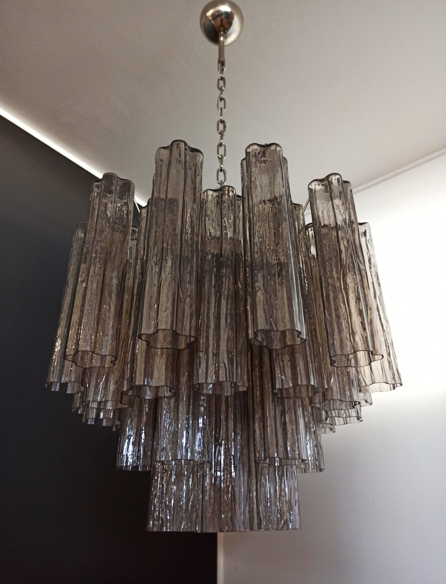 Murano Kroonluchter | 36 Rookkleurige Glasbuizen