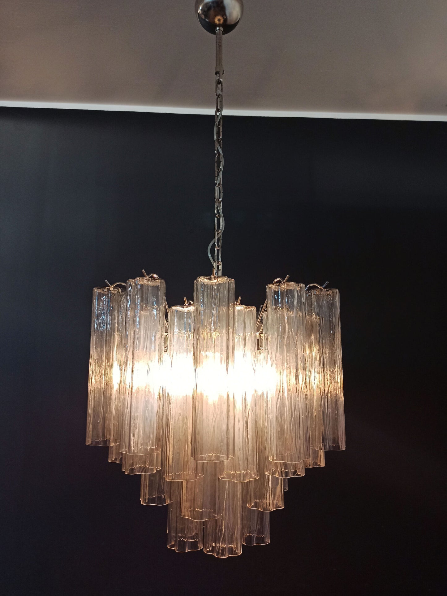 Murano Kroonluchter | 36 Rookkleurige Glasbuizen