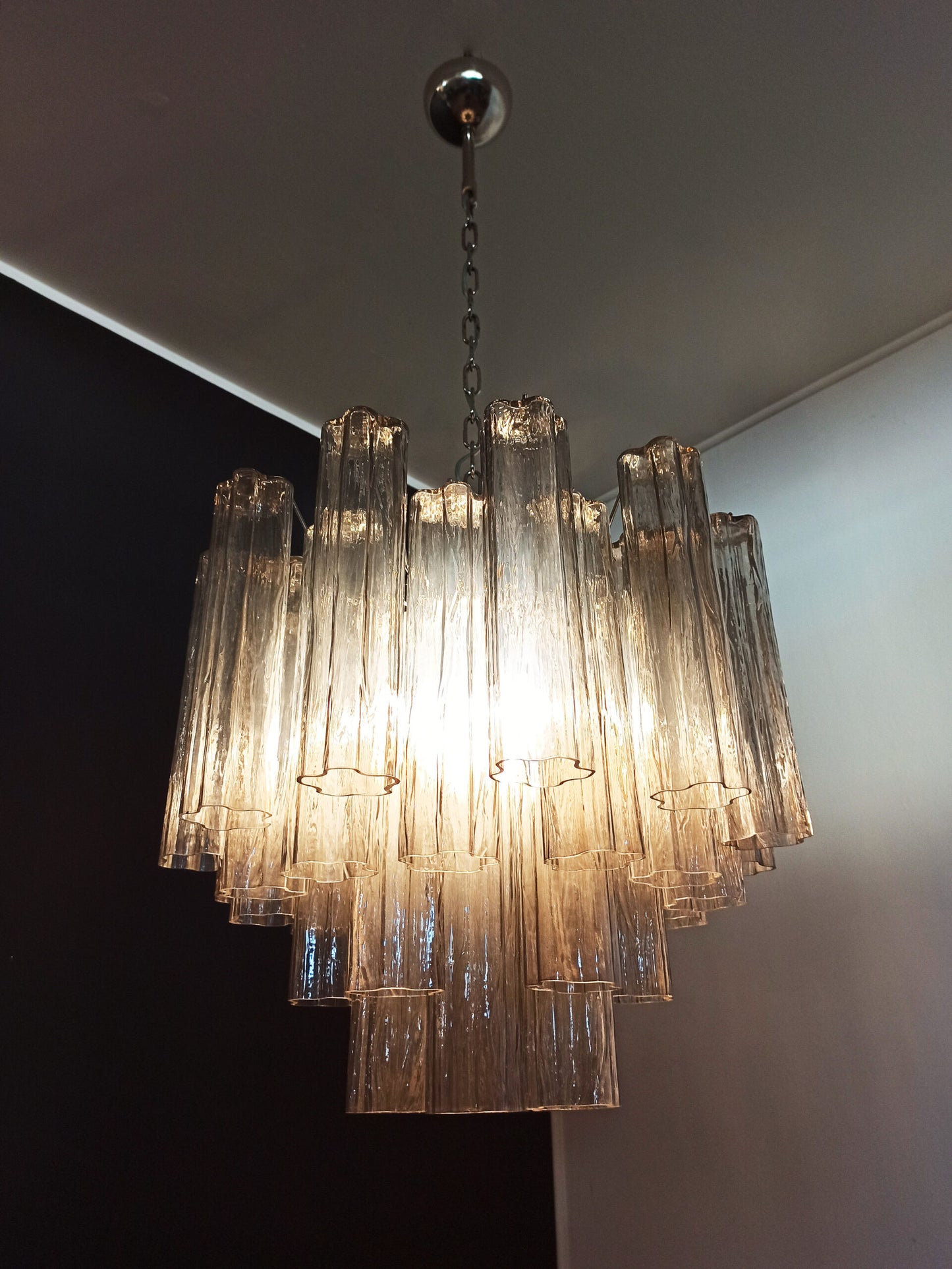 Murano Kroonluchter | 36 Rookkleurige Glasbuizen
