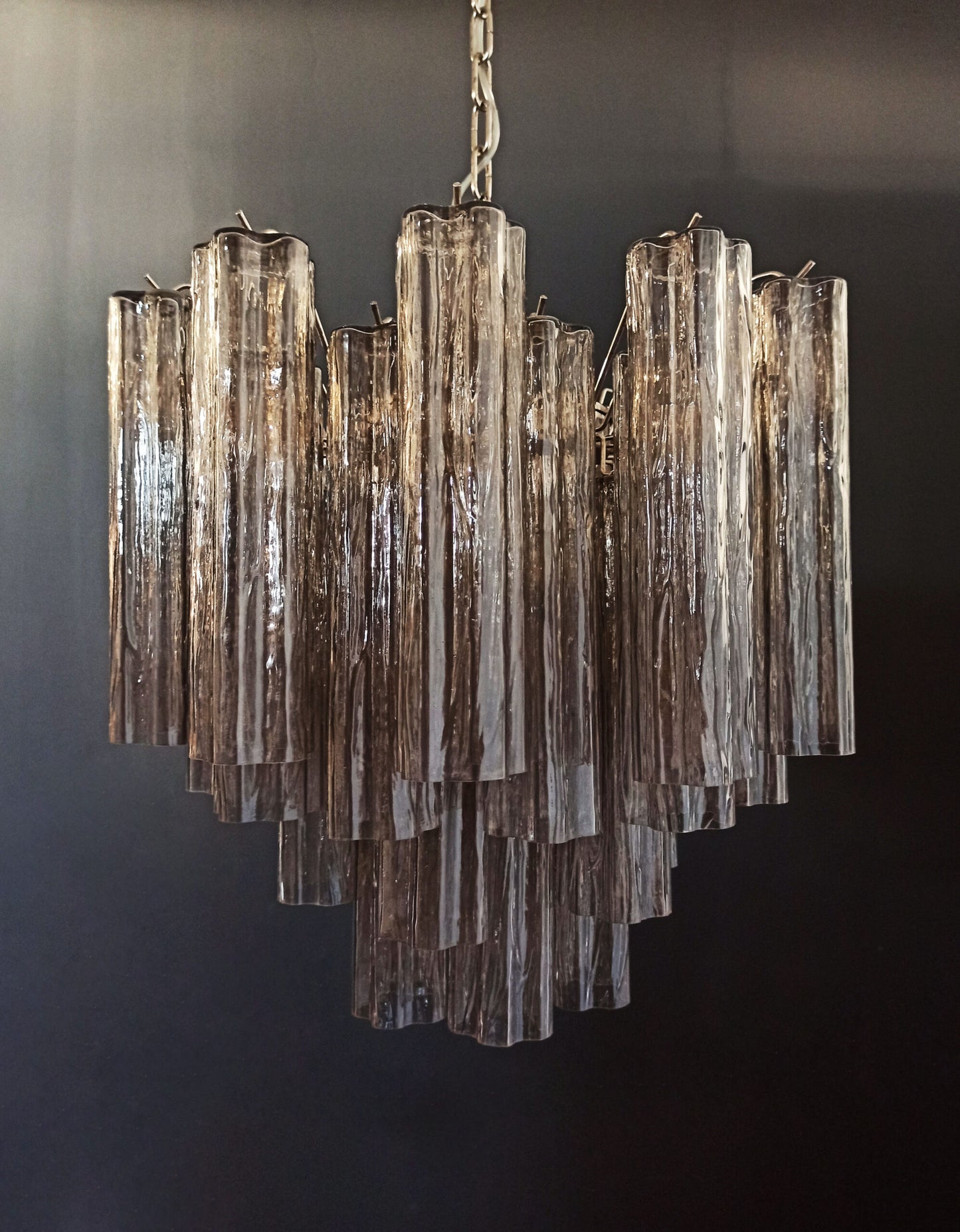 Murano Kroonluchter | 36 Rookkleurige Glasbuizen