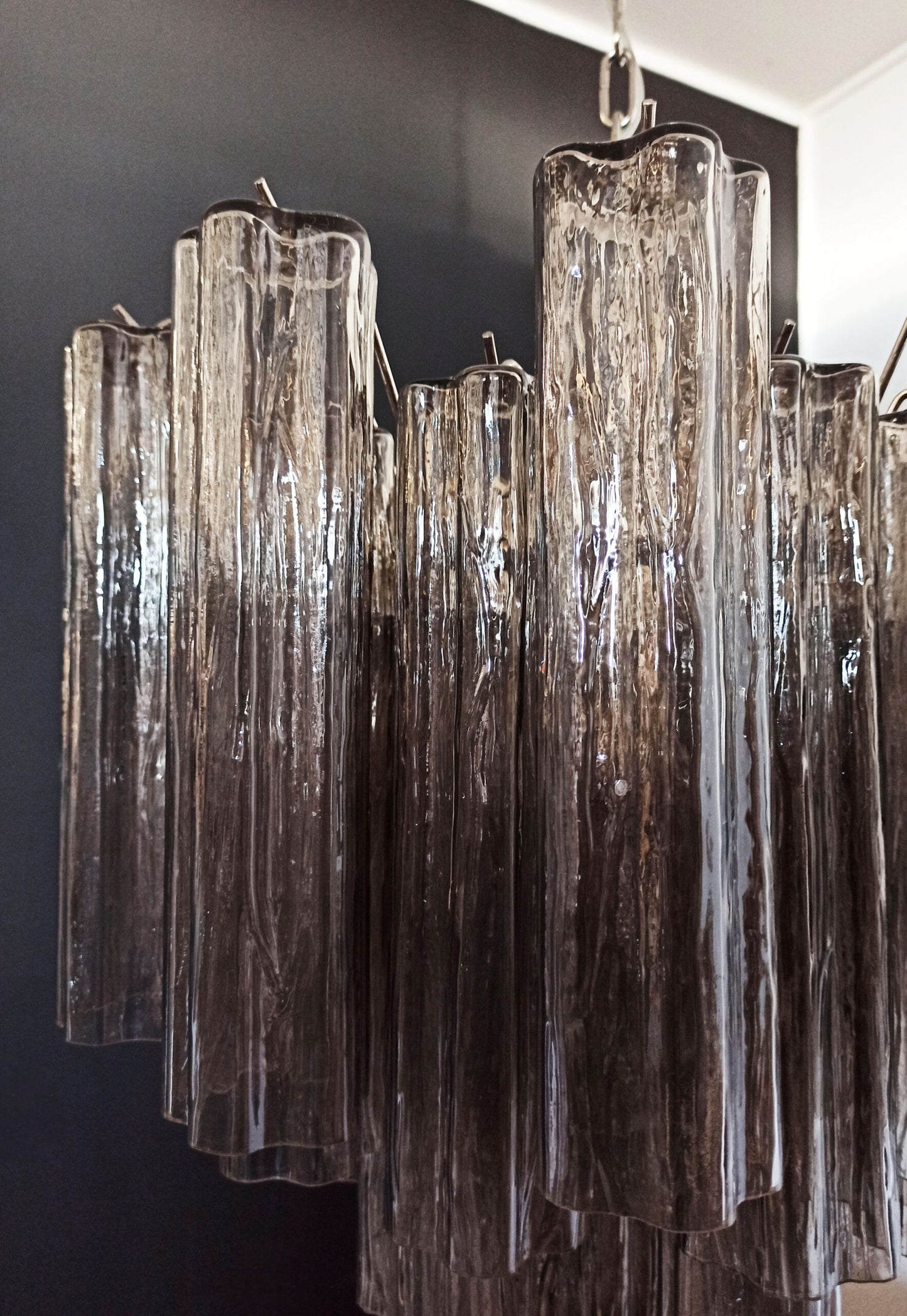 Murano Kroonluchter | 36 Rookkleurige Glasbuizen
