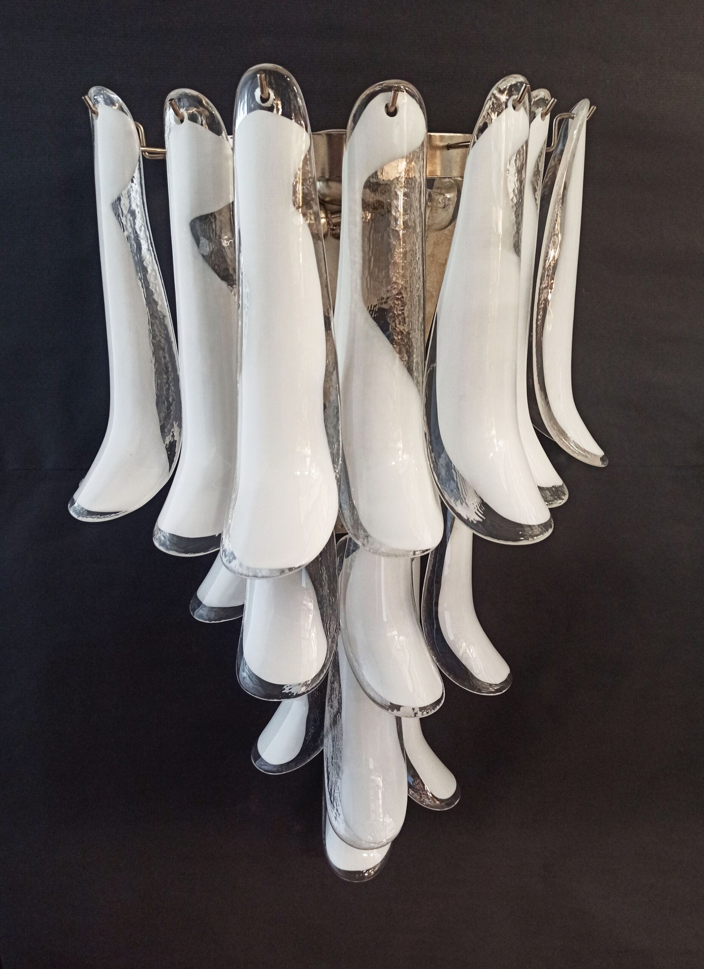 Lampe Murano Murale | 16 Gouttes en Verre Blanc | 1 Paire