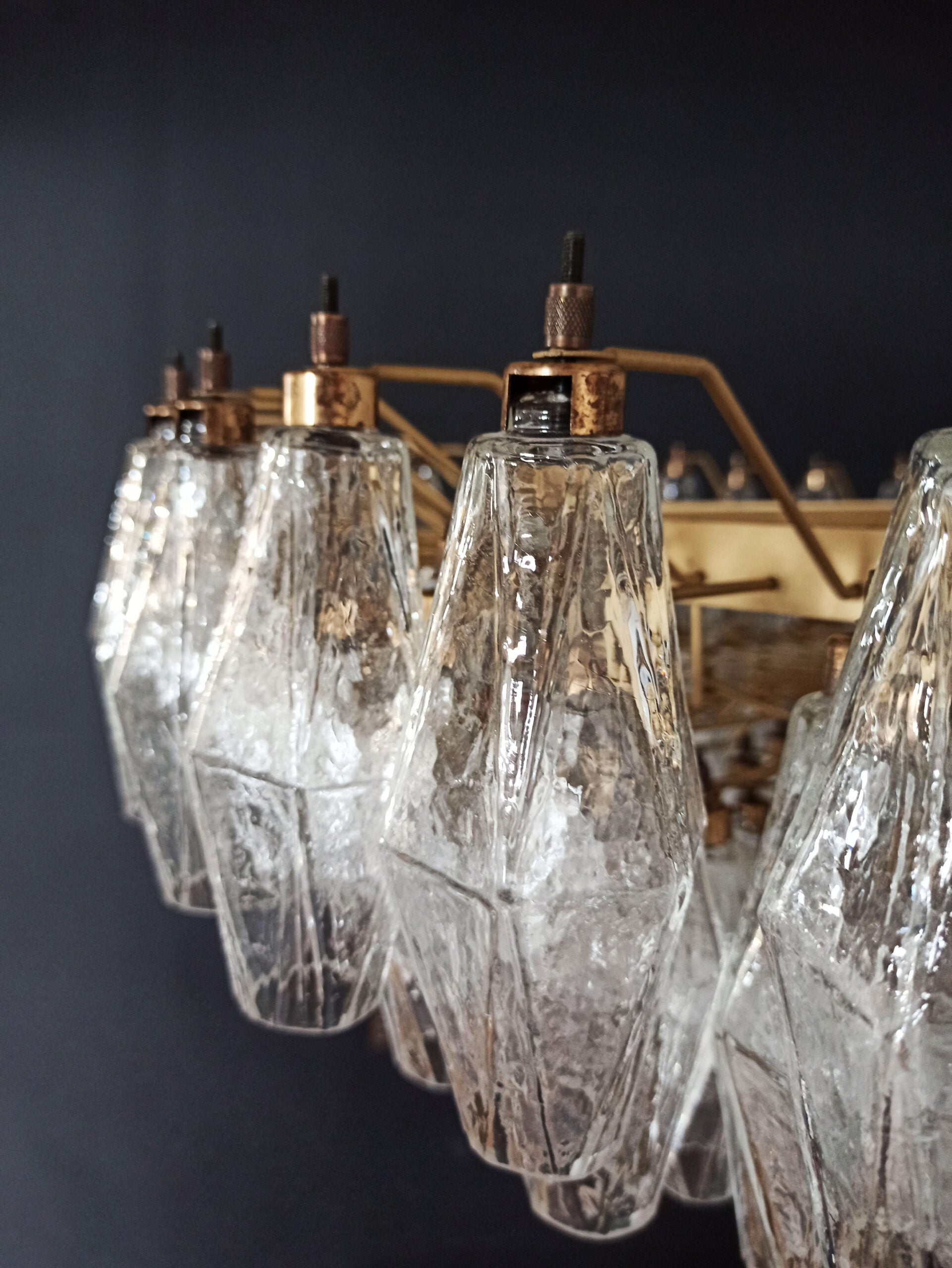 Murano Chandelier – 185 Clear Poliedri Glass – detail 2 – Murano Classics
