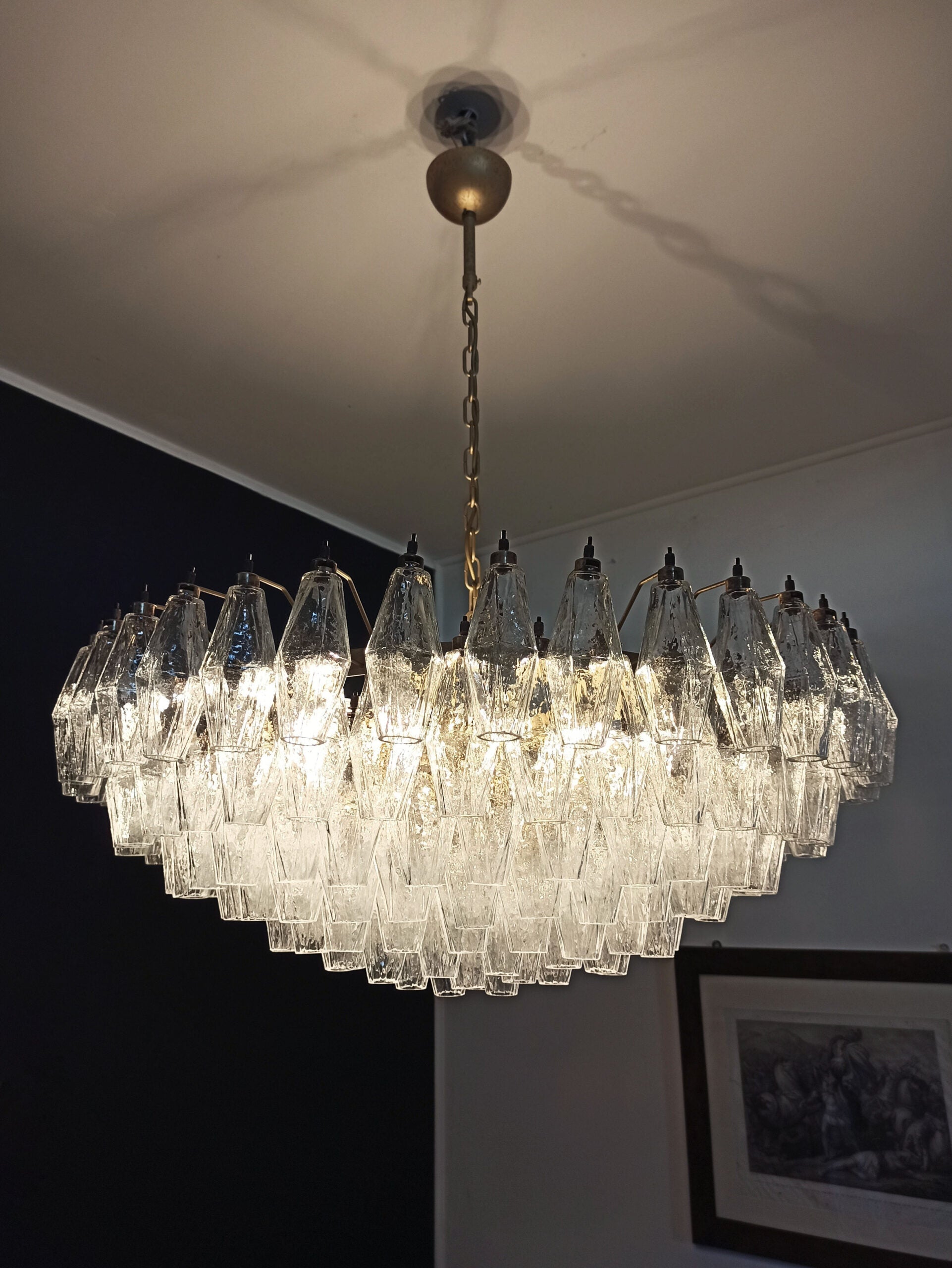 Murano Chandelier – 185 Clear Poliedri Glass – detail 9 – Murano Classics