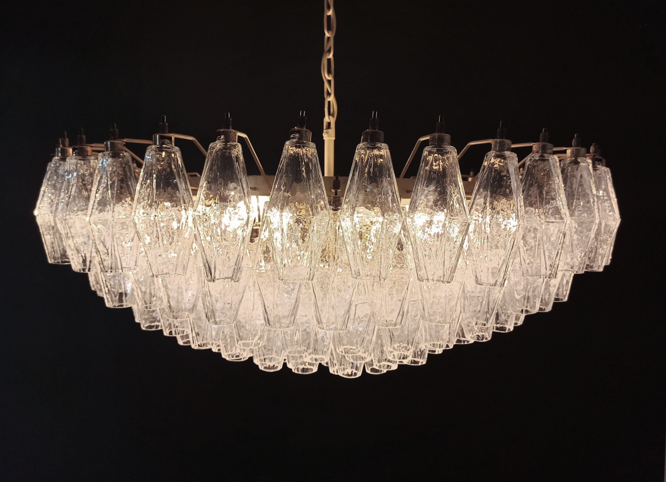 Murano Chandelier – 185 Clear Poliedri Glass – detail 8 – Murano Classics