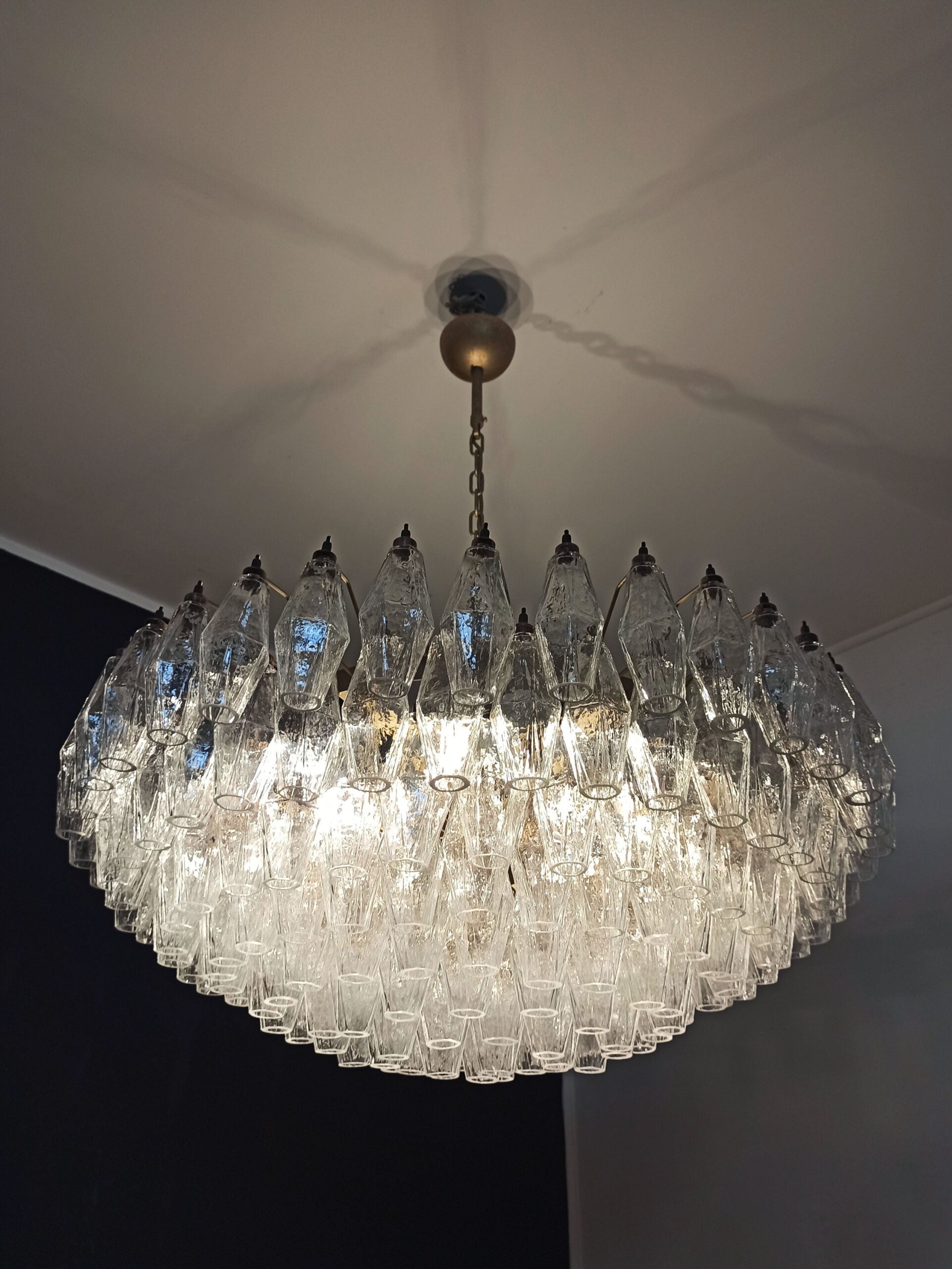 Murano Chandelier – 185 Clear Poliedri Glass – detail 5 – Murano Classics