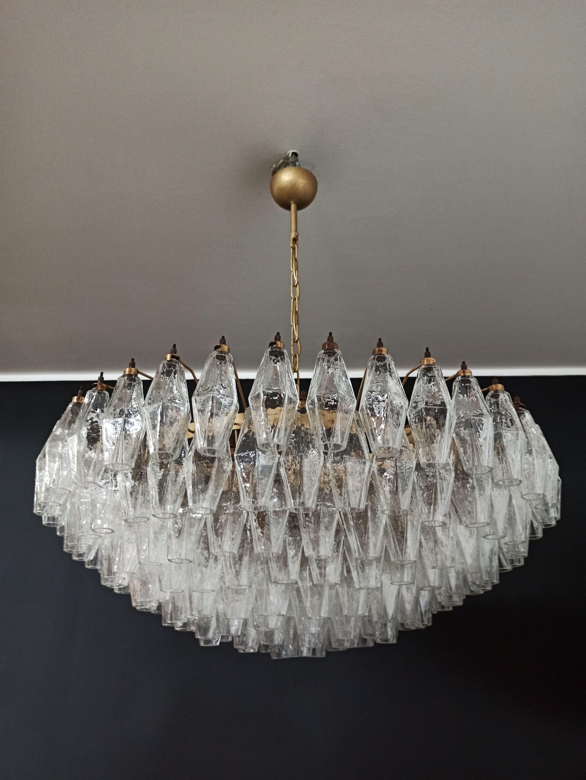 Murano Chandelier – 185 Clear Poliedri Glass – detail 3 – Murano Classics
