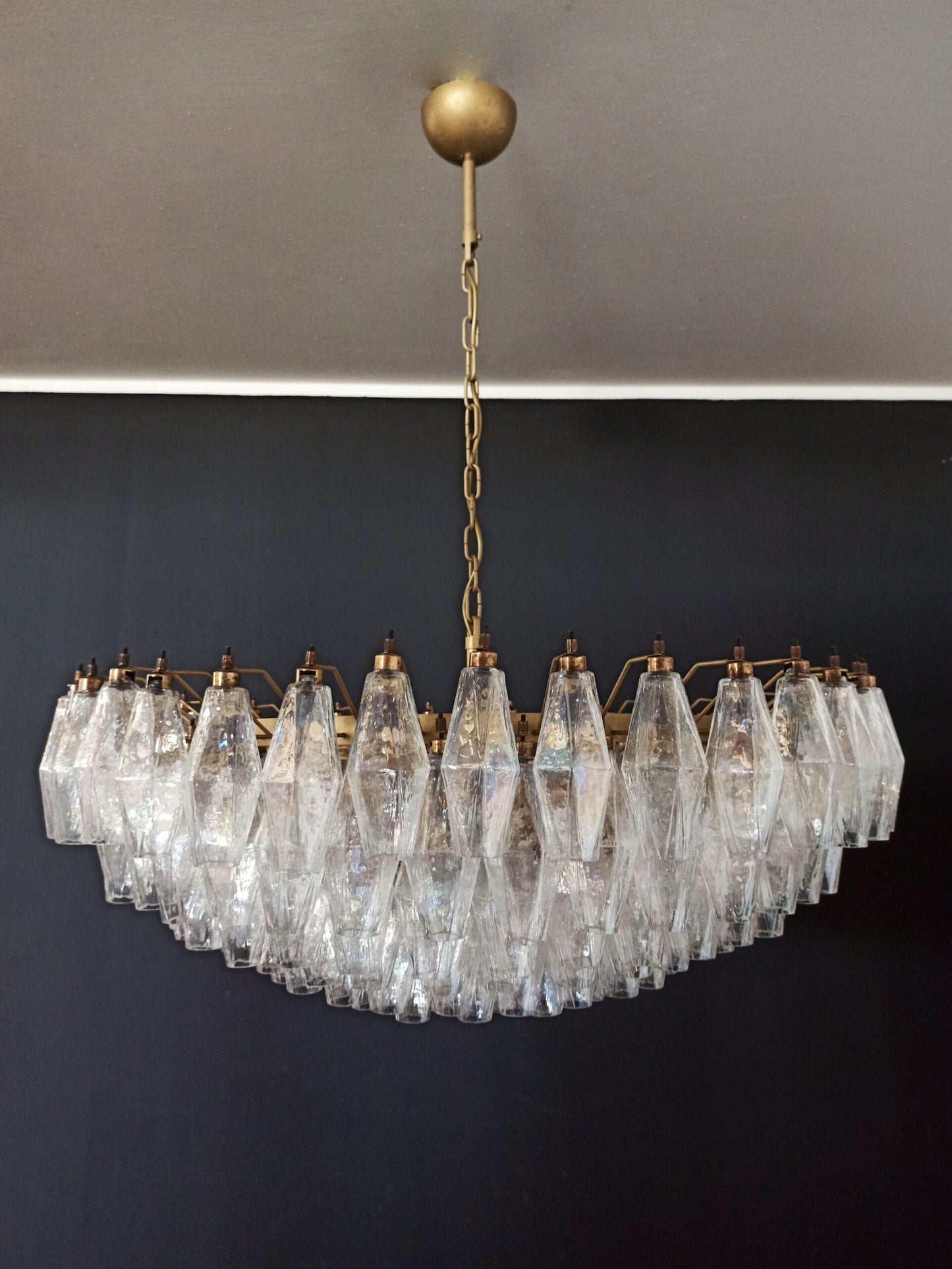 Murano Kroonluchter | 185 Iriserende Poliedri Glas