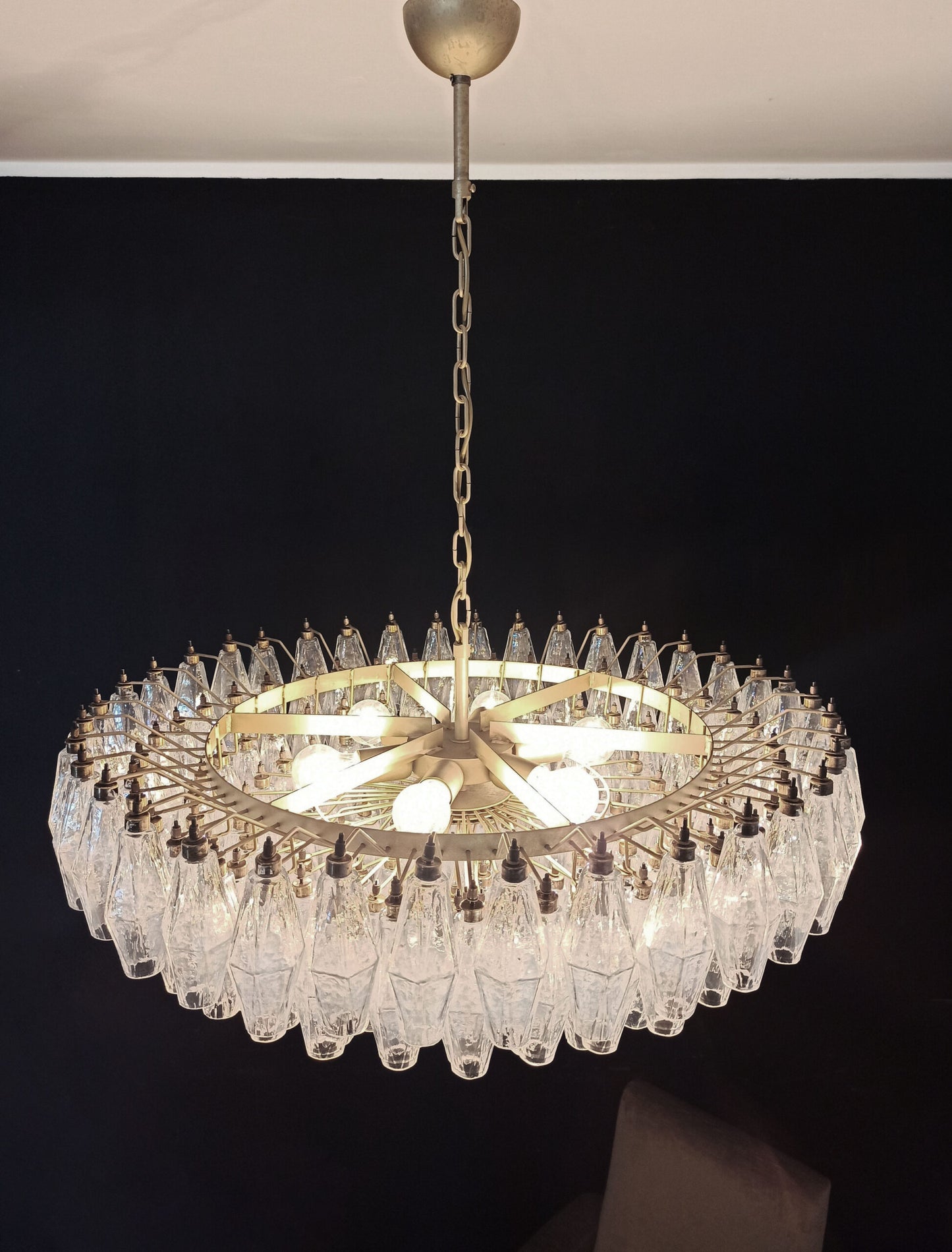 Murano Kroonluchter | 185 Iriserende Poliedri Glas