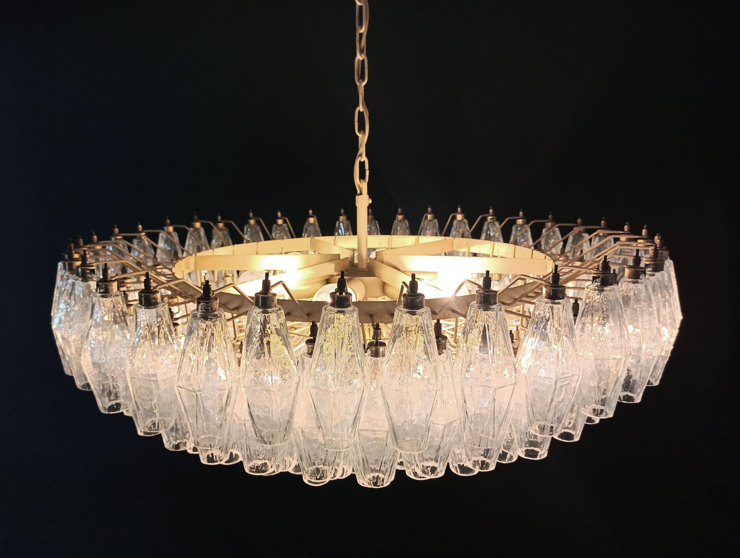 Murano Chandelier – 185 Iris Clear Poliedri Glass – detail 7 – Murano Classics
