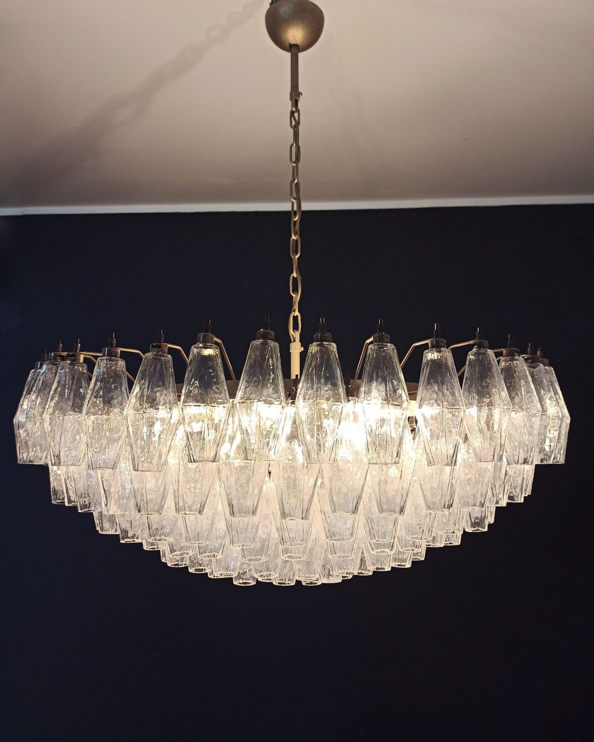 Murano Chandelier – 185 Iris Clear Poliedri Glass – detail 9 – Murano Classics