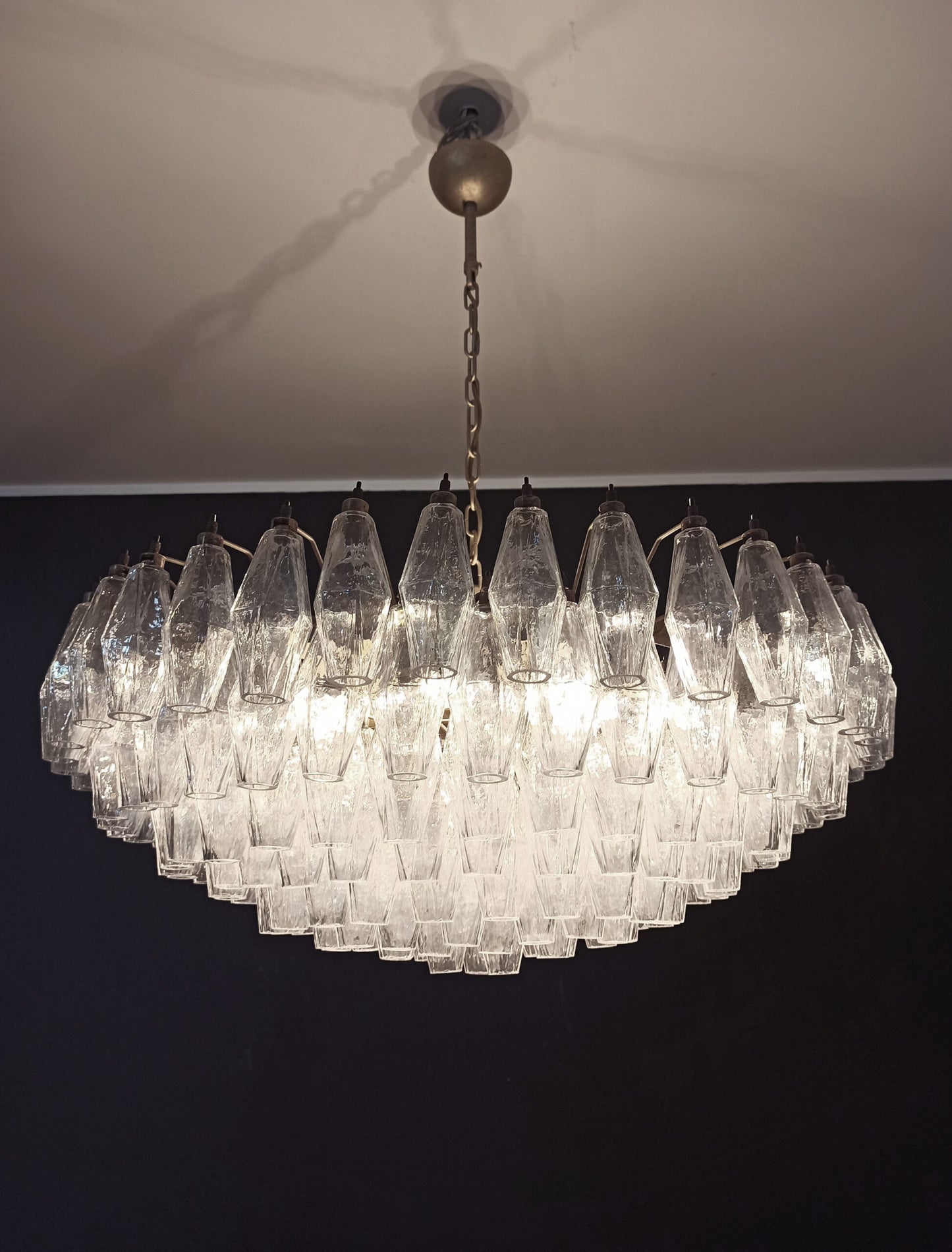 Murano Kroonluchter | 185 Iriserende Poliedri Glas