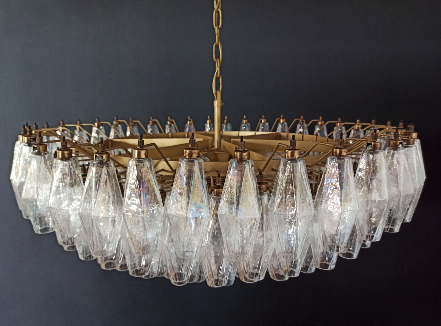 Murano Kroonluchter | 185 Iriserende Poliedri Glas