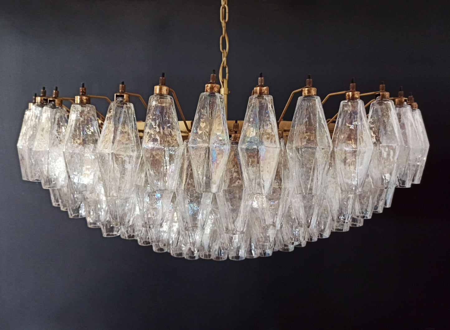 Murano Kroonluchter | 185 Iriserende Poliedri Glas
