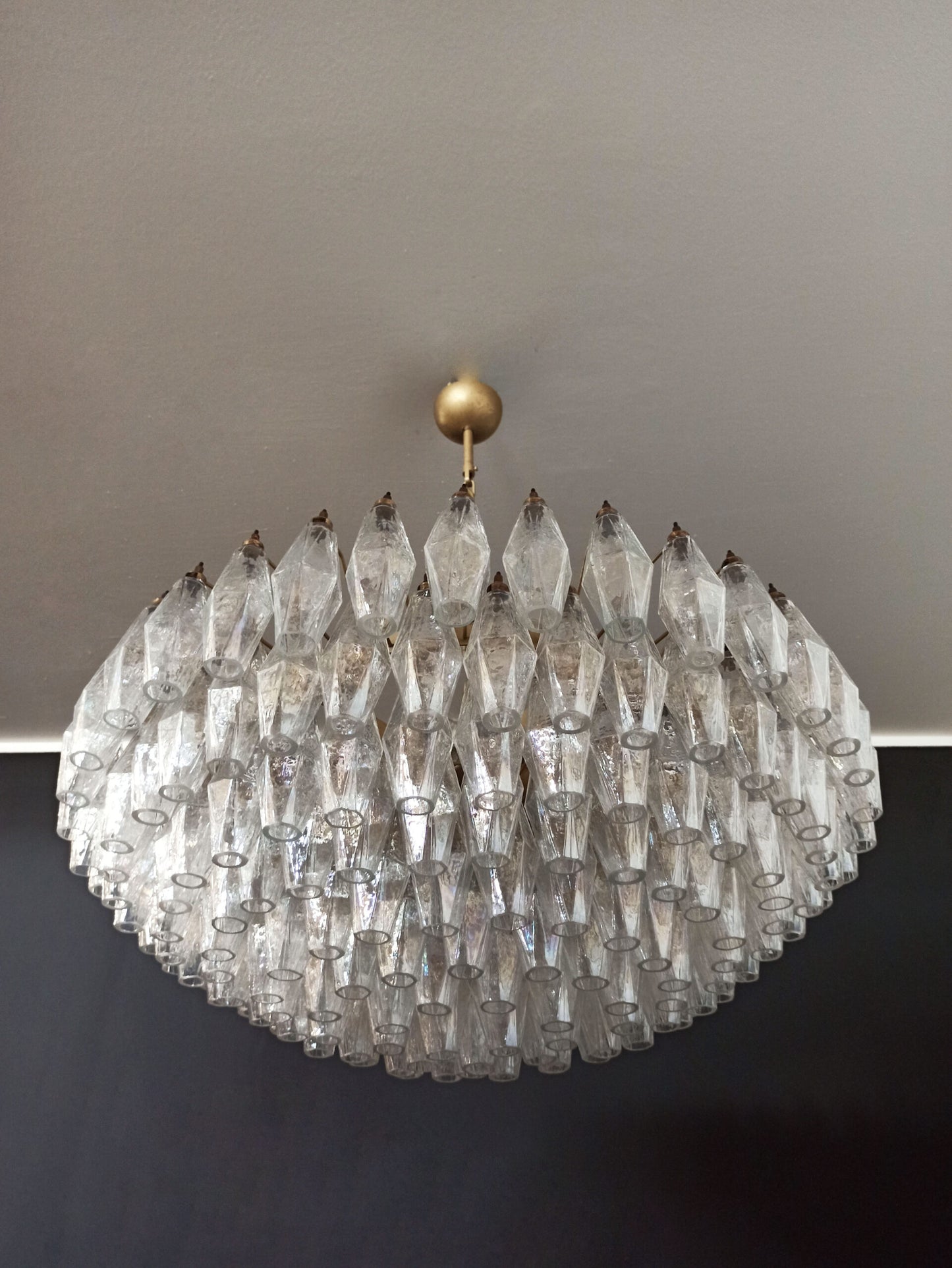 Murano Kroonluchter | 185 Iriserende Poliedri Glas