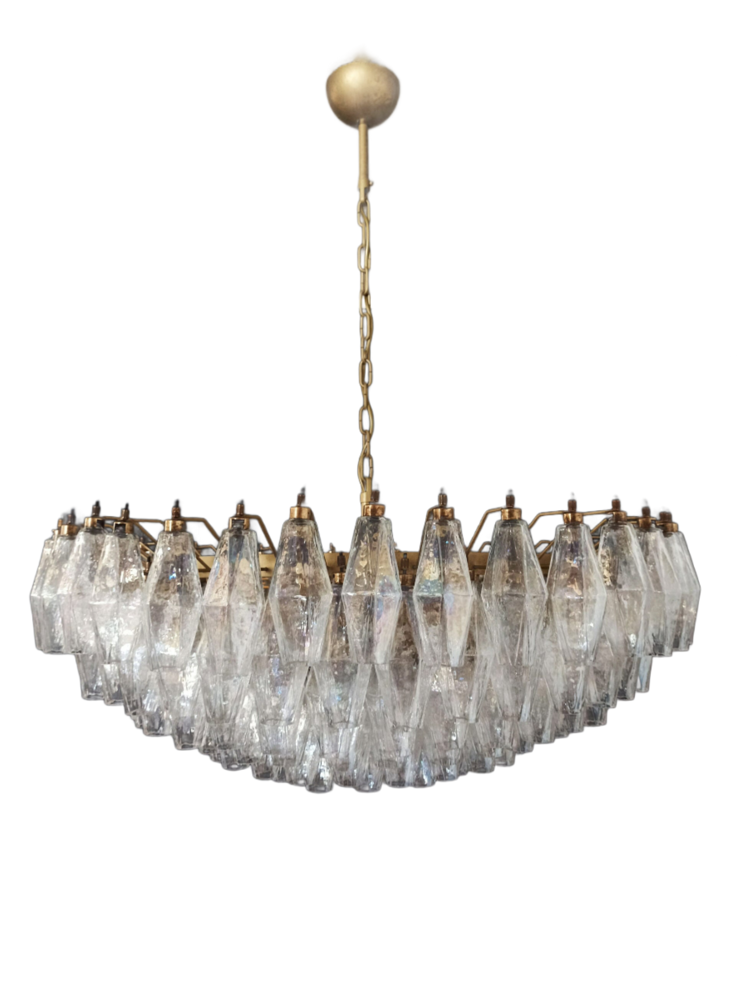 Murano Kroonluchter | 185 Iriserende Poliedri Glas