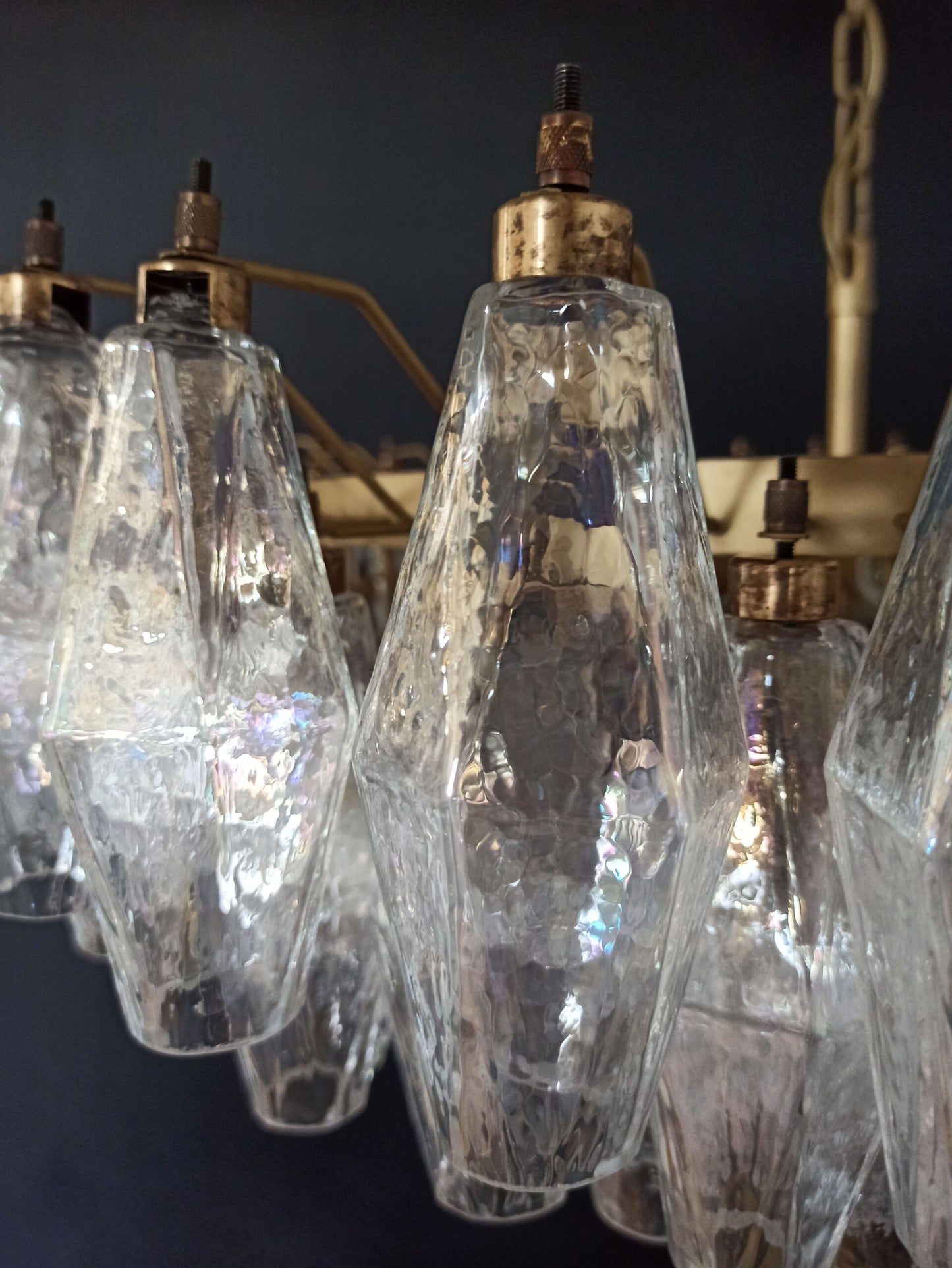 Murano Kroonluchter | 185 Iriserende Poliedri Glas