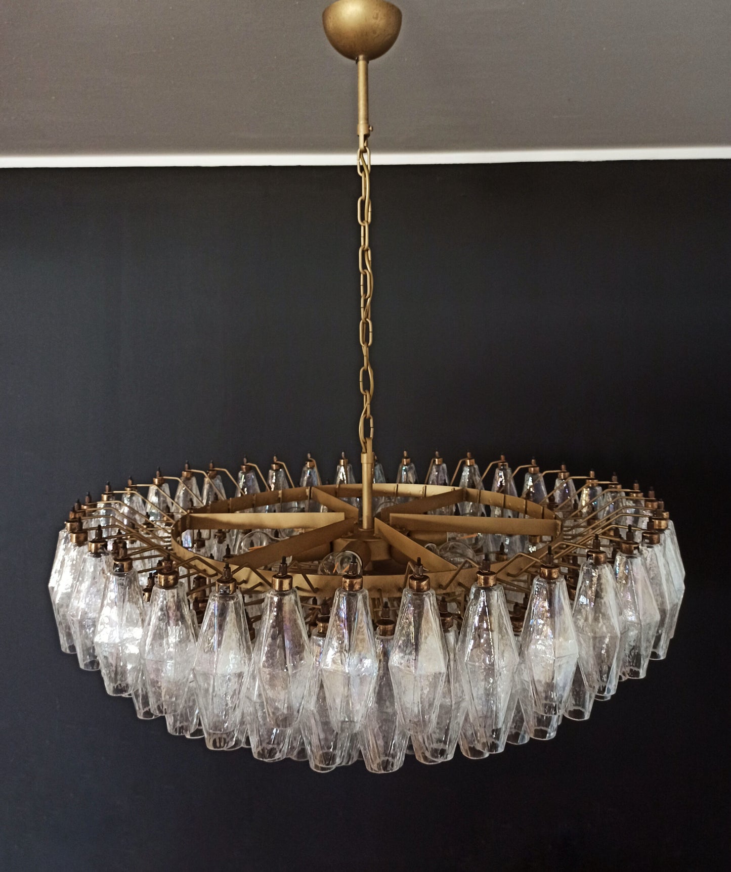 Murano Kroonluchter | 185 Iriserende Poliedri Glas