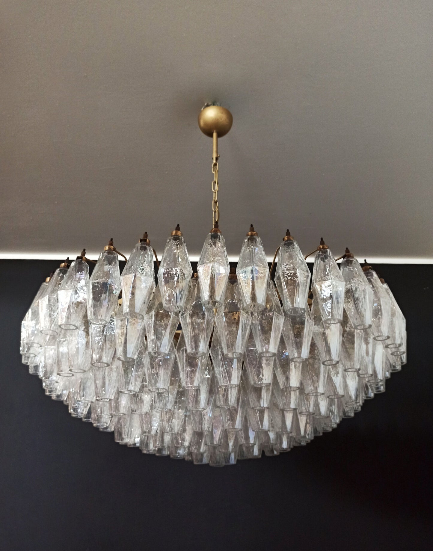 Murano Kroonluchter | 185 Iriserende Poliedri Glas