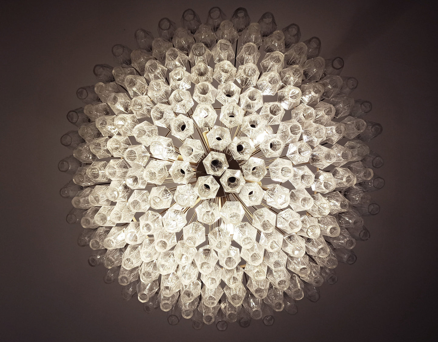 Murano Kroonluchter | 185 Iriserende Poliedri Glas