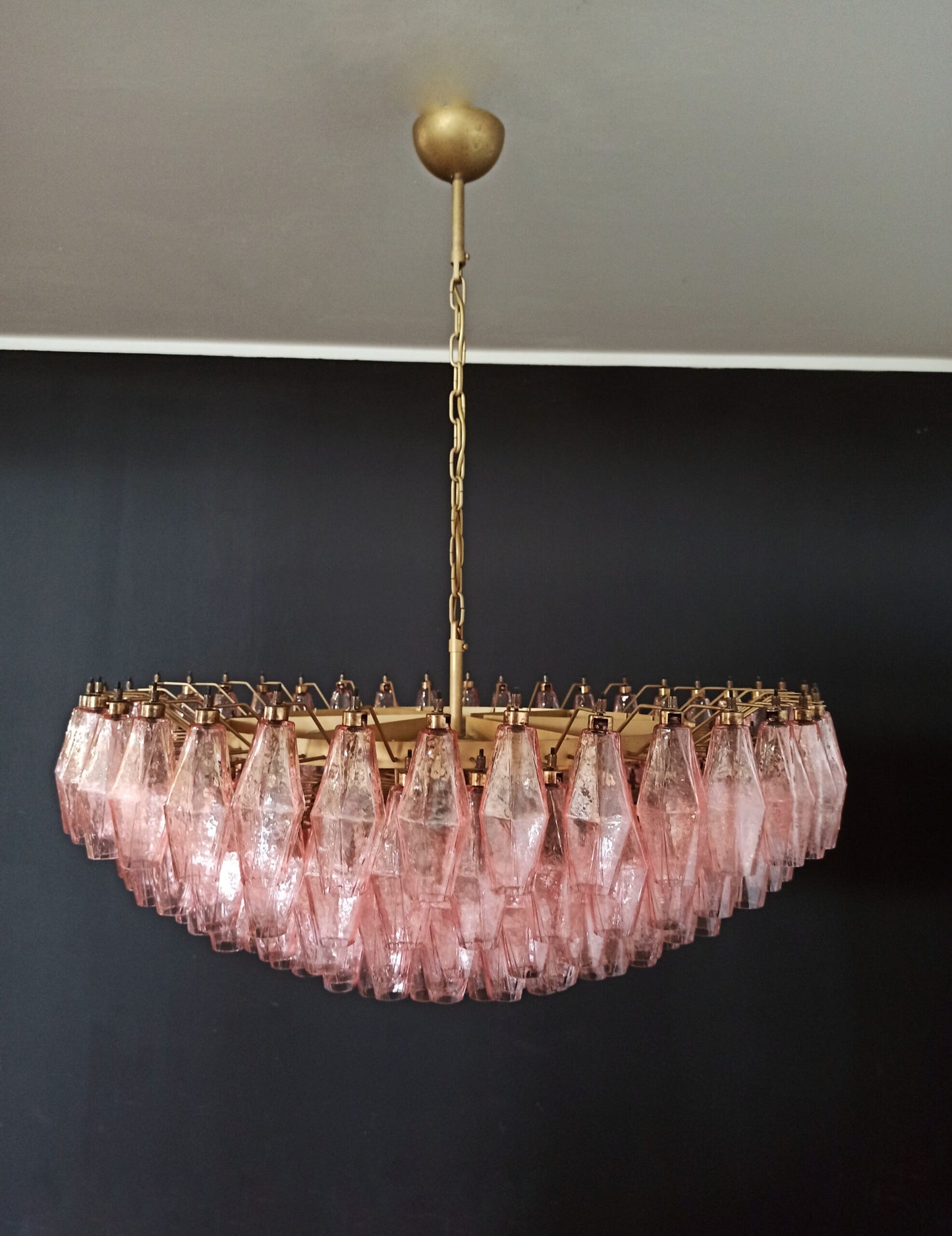 Lampadario Murano | 185 Poliedri in Vetro Rosa