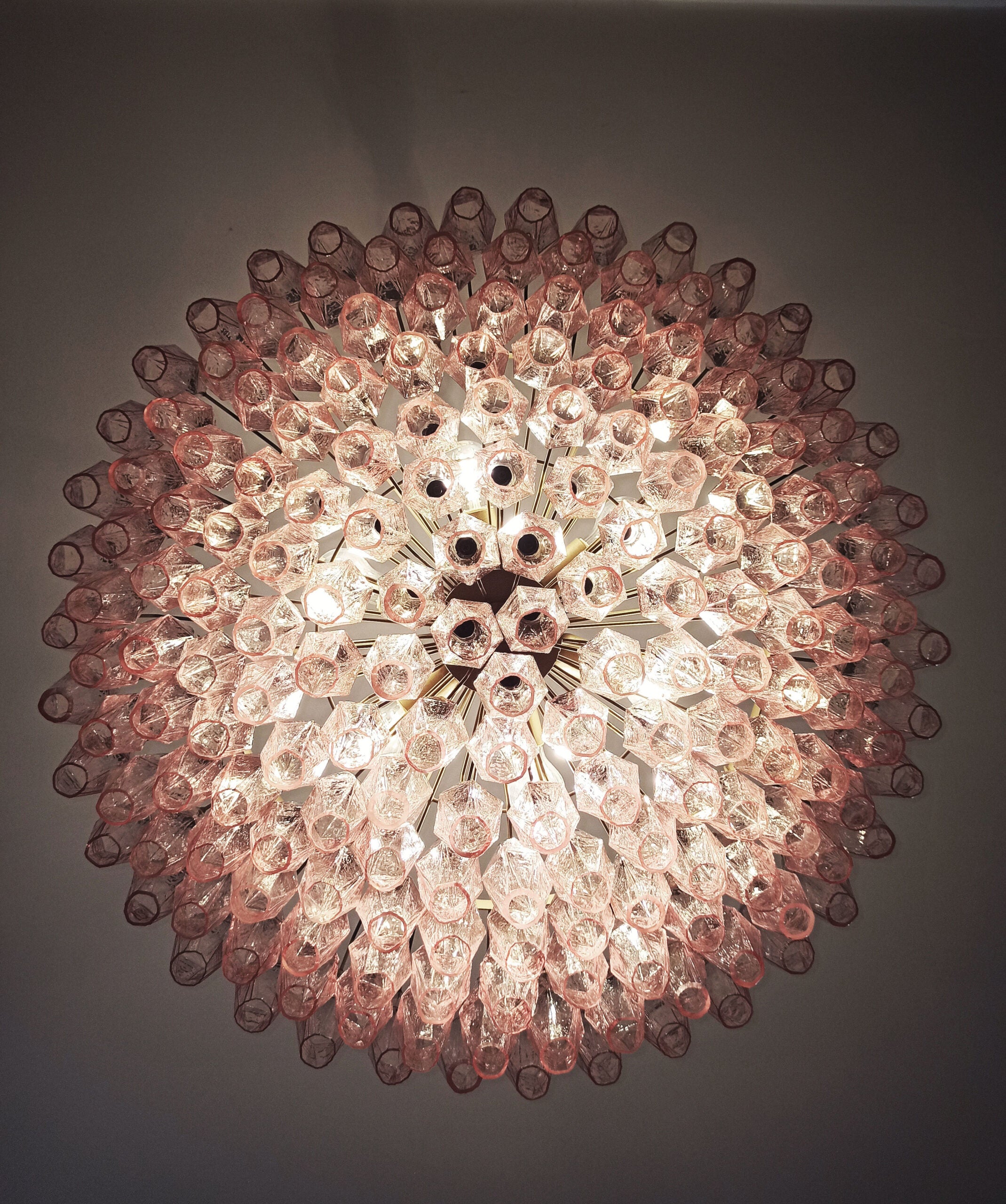 Murano Chandelier | 185 Pink Poliedri Glass